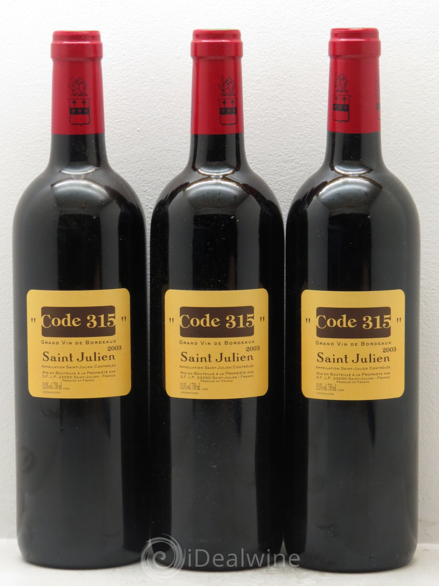Saint-Julien Code 315 2003 - Lot de 3 bouteilles - 0