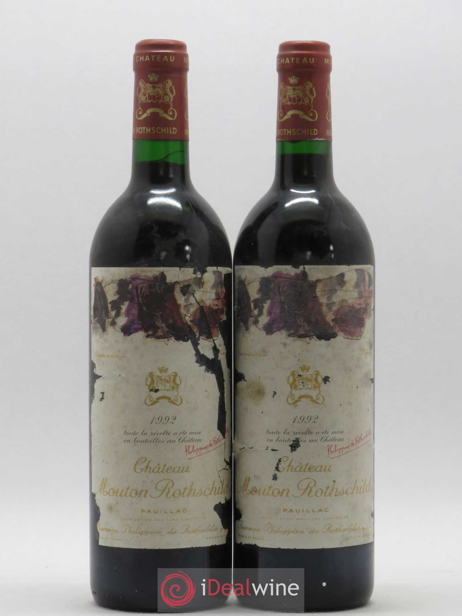 Château Mouton Rothschild 1er Grand Cru Classé 1992 - Lot de 2 bouteilles - 0