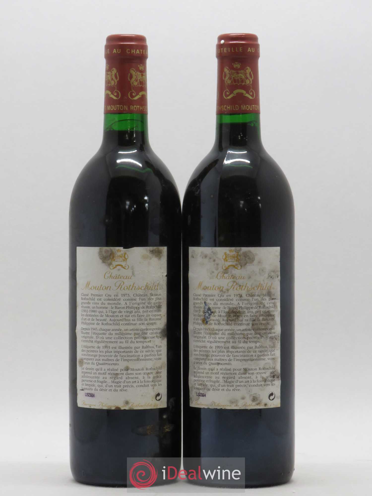 Château Mouton Rothschild 1er Grand Cru Classé 1993 - Lot de 2 bouteilles - 1