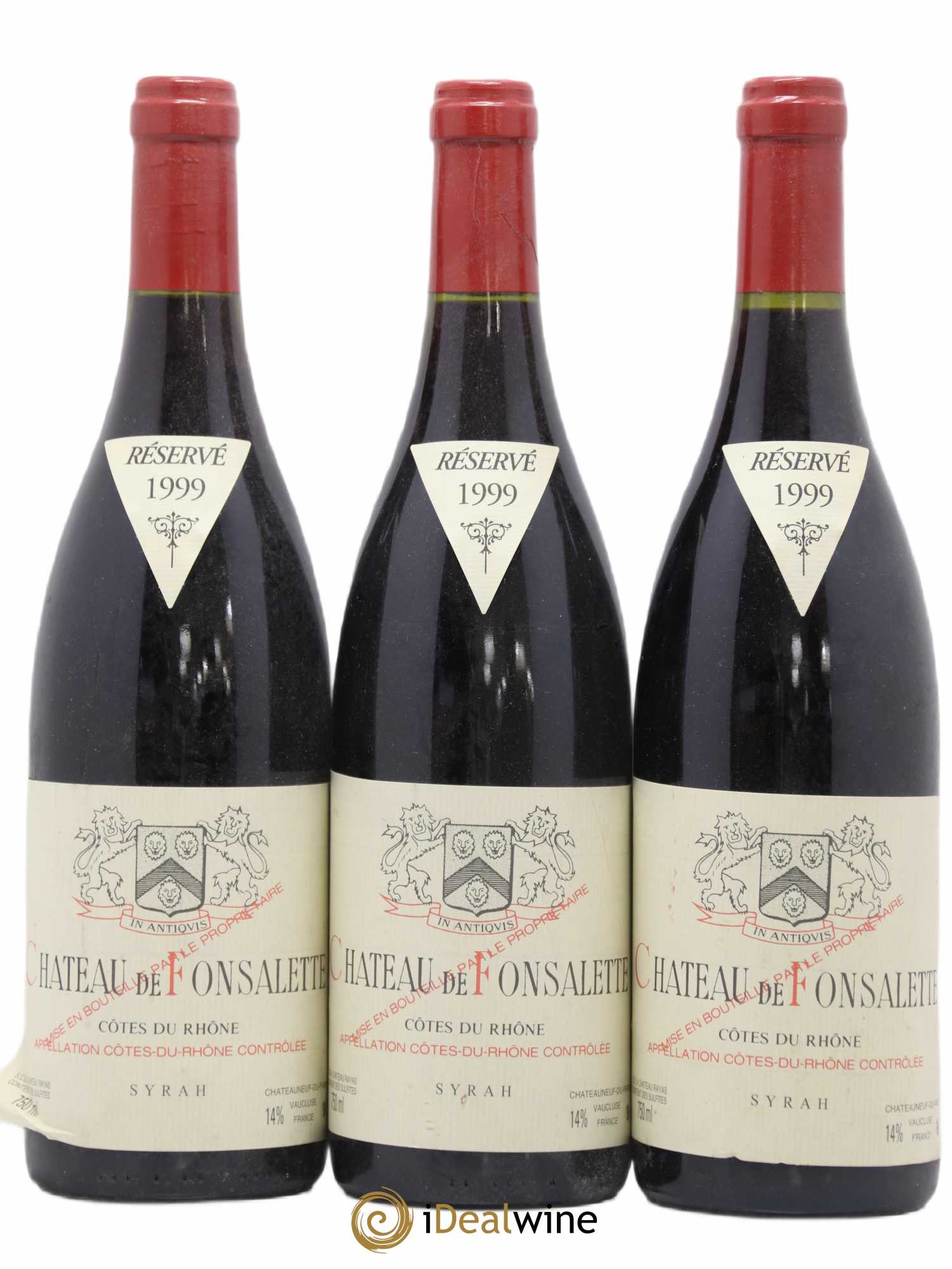 Côtes-du-Rhône Cuvée Syrah Château de Fonsalette 1999 - Lot de 3 bouteilles - 0