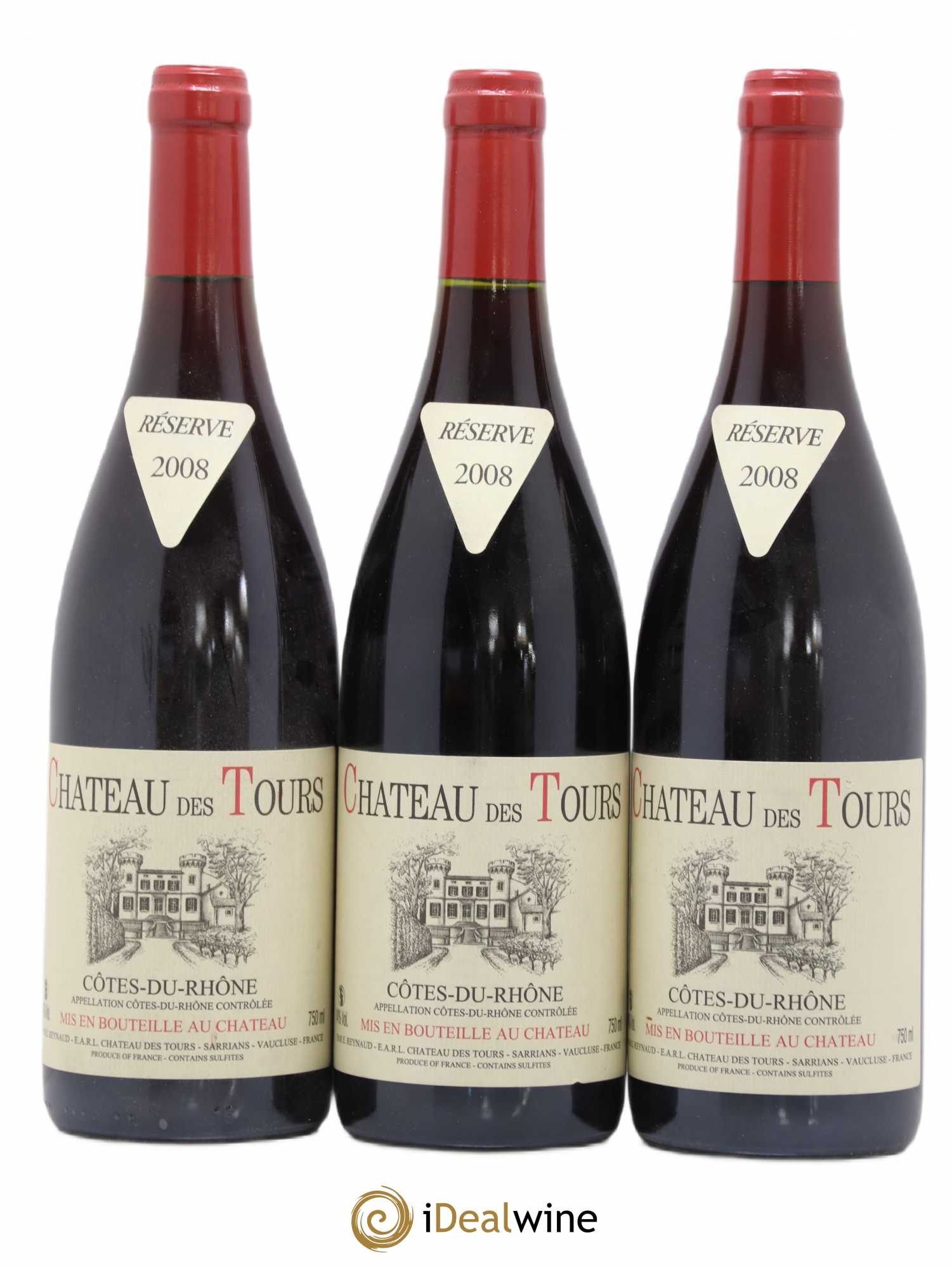 Côtes-du-Rhône Château des Tours Emmanuel Reynaud 2008 - Lot de 3 bouteilles - 0