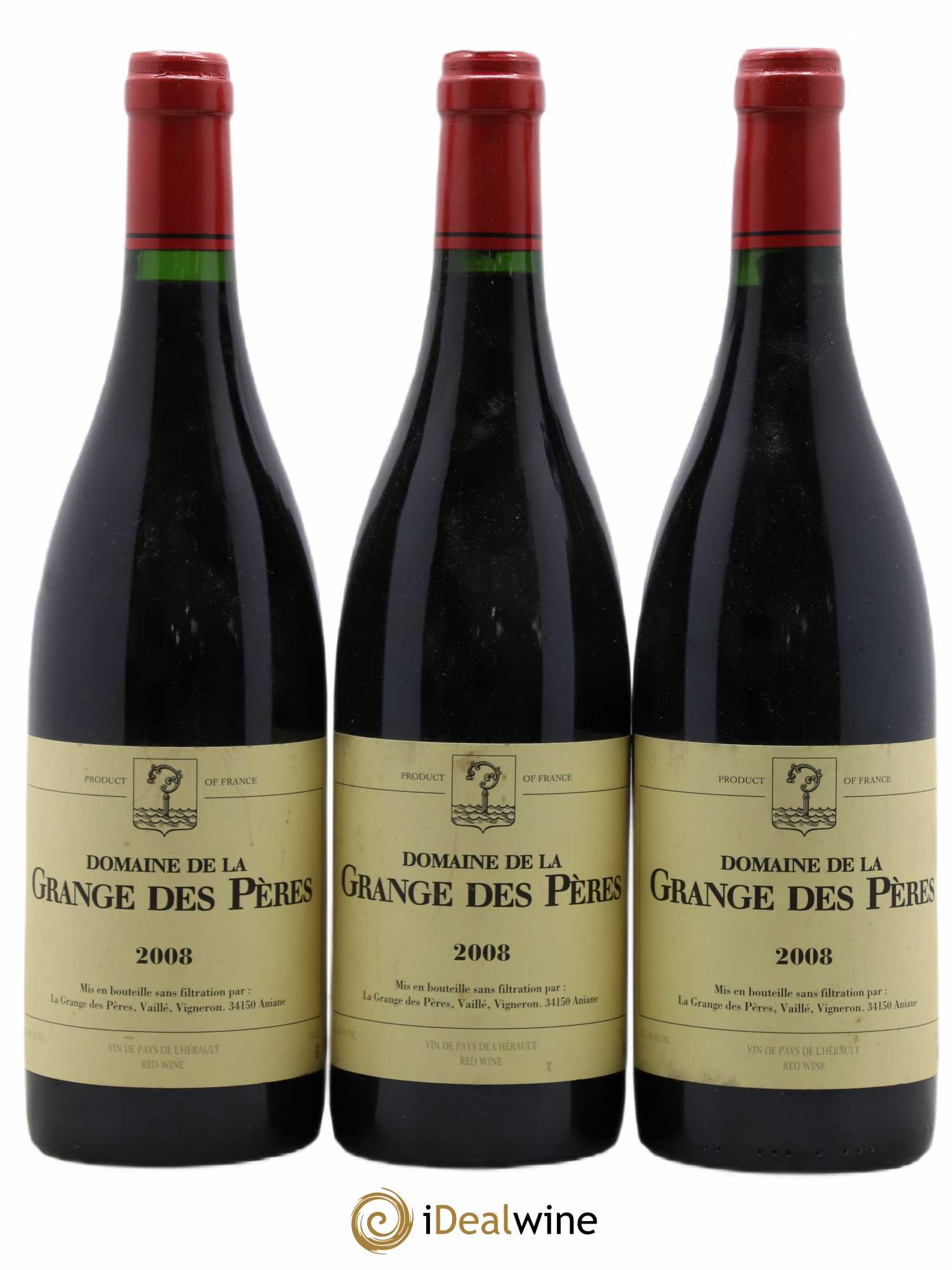 Pays d'Hérault Grange des Pères Laurent Vaillé 2008 - Lot de 3 bouteilles - 0