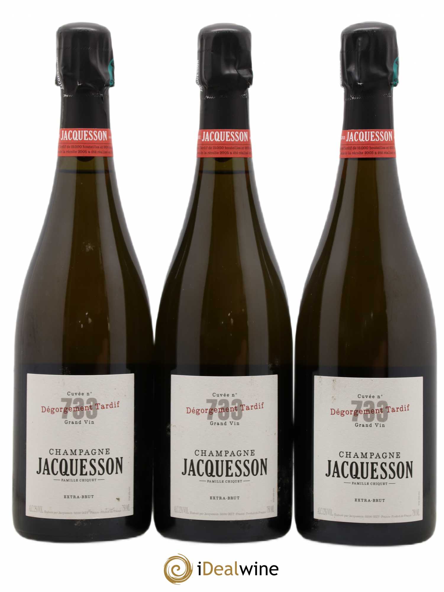 Cuvée 733 DT (Dégorgement Tardif) Jacquesson - Posten von 3 Flaschen - 0