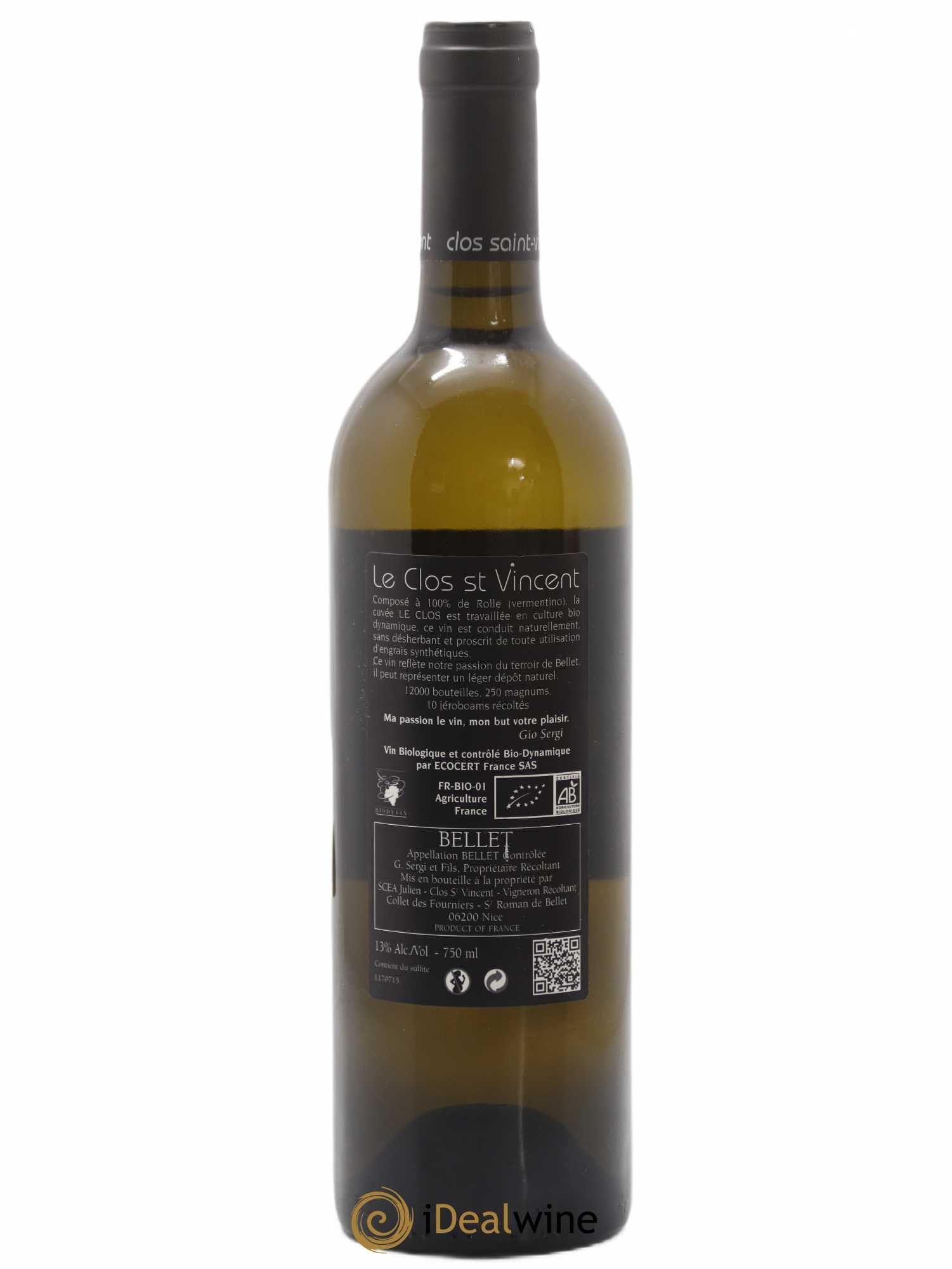 Bellet Clos Saint-Vincent Le Clos  Famille Sicardi-Sergi 2014 - Lot de 1 bouteille - 1
