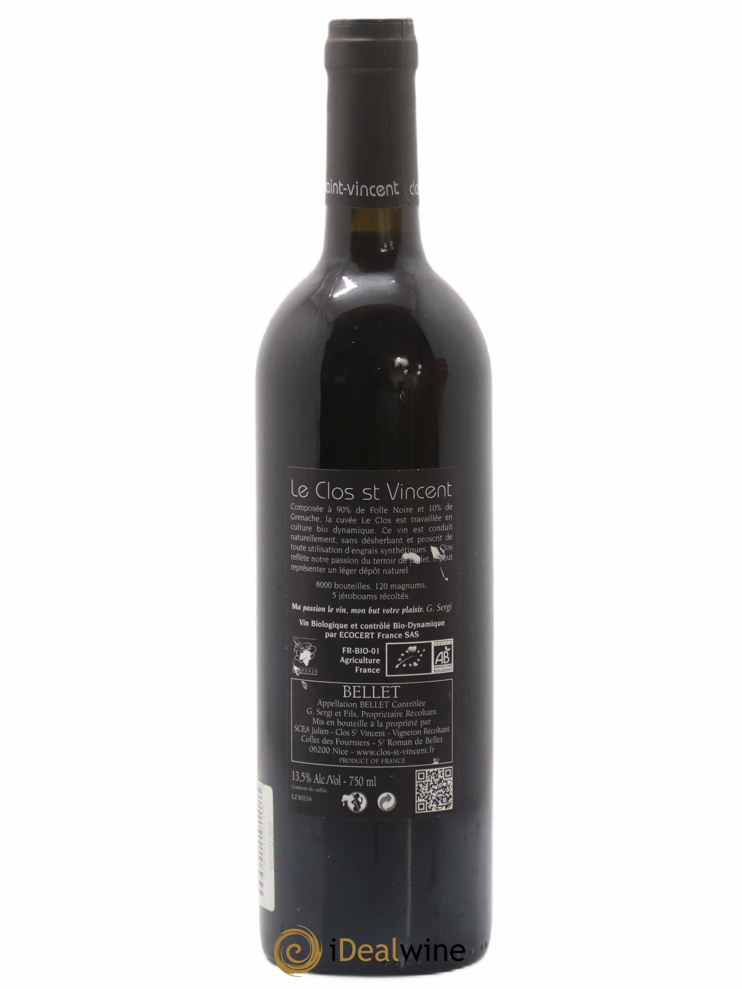 Bellet Clos Saint-Vincent Le Clos Famille Sicardi-Sergi 2014 - Lot de 1 bouteille - 1