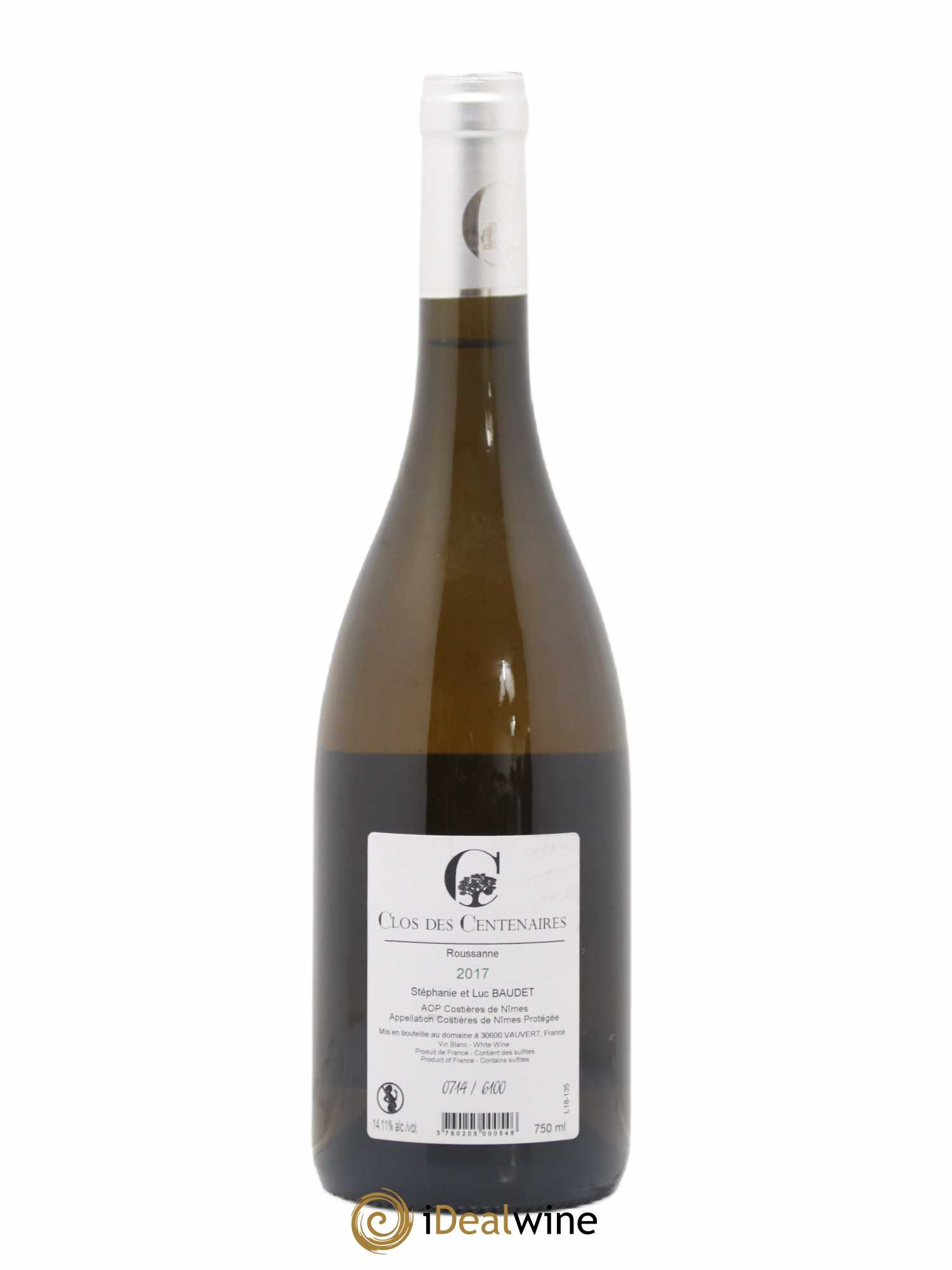 Costières de Nîmes Clos des centenaires Roussane 2017 - Lot de 1 bouteille - 1