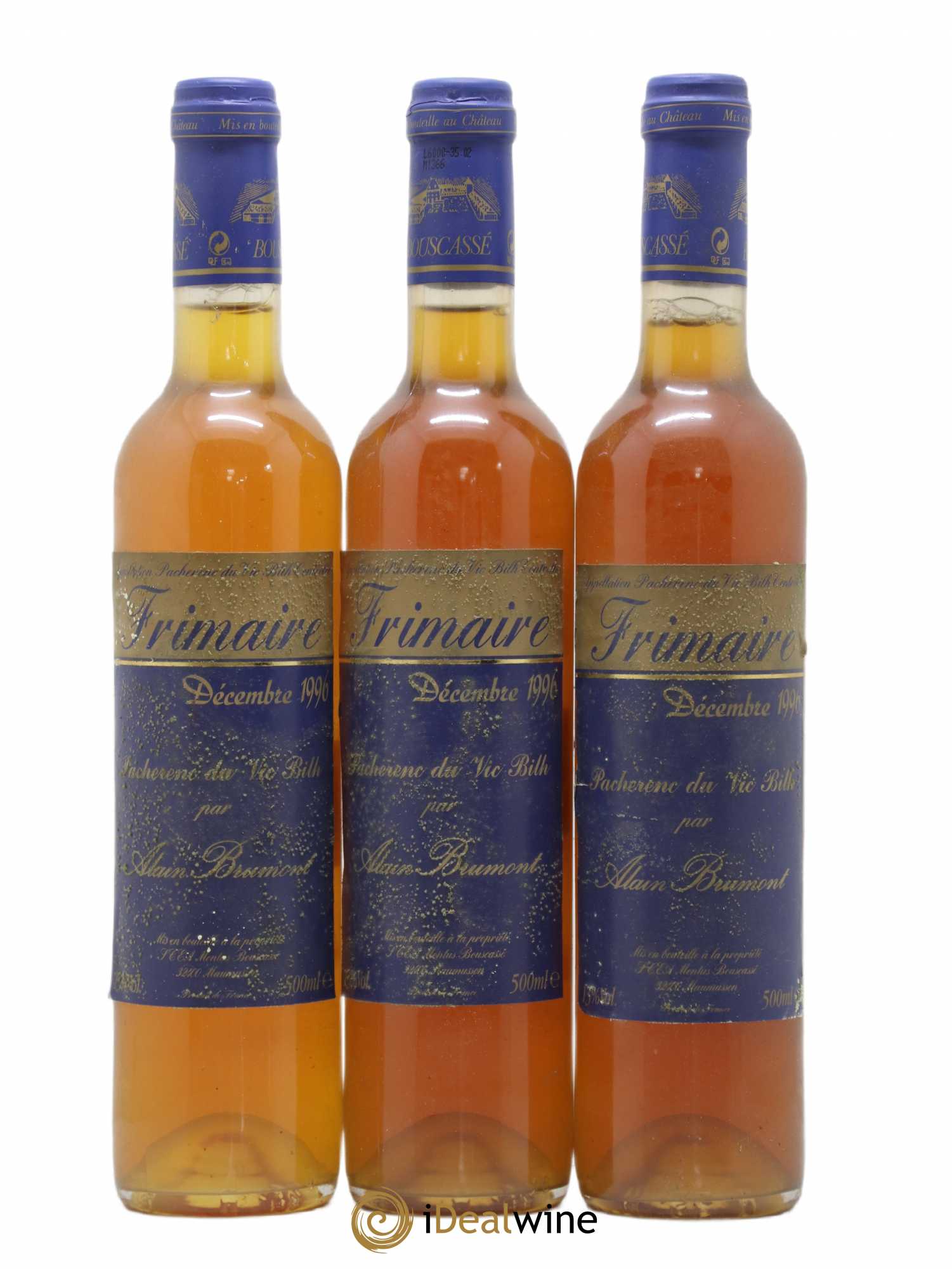 Pacherenc du Vic-Bilh Château Bouscassé Frimaire Alain Brumont 50cl 1996 - Lot de 3 bouteilles - 0
