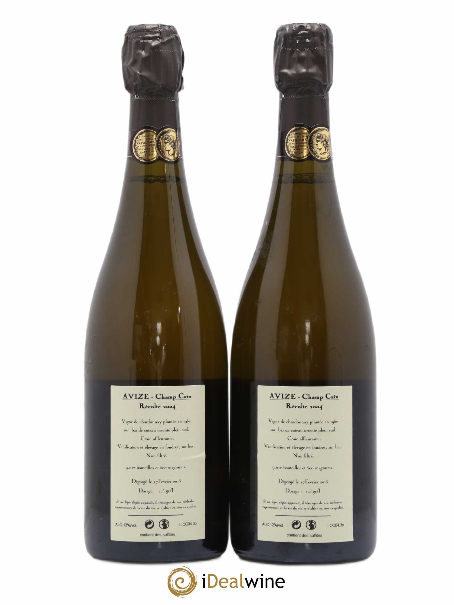 Avize Champ Caïn Extra-Brut Jacquesson 2004 - Lot de 2 bouteilles - 1