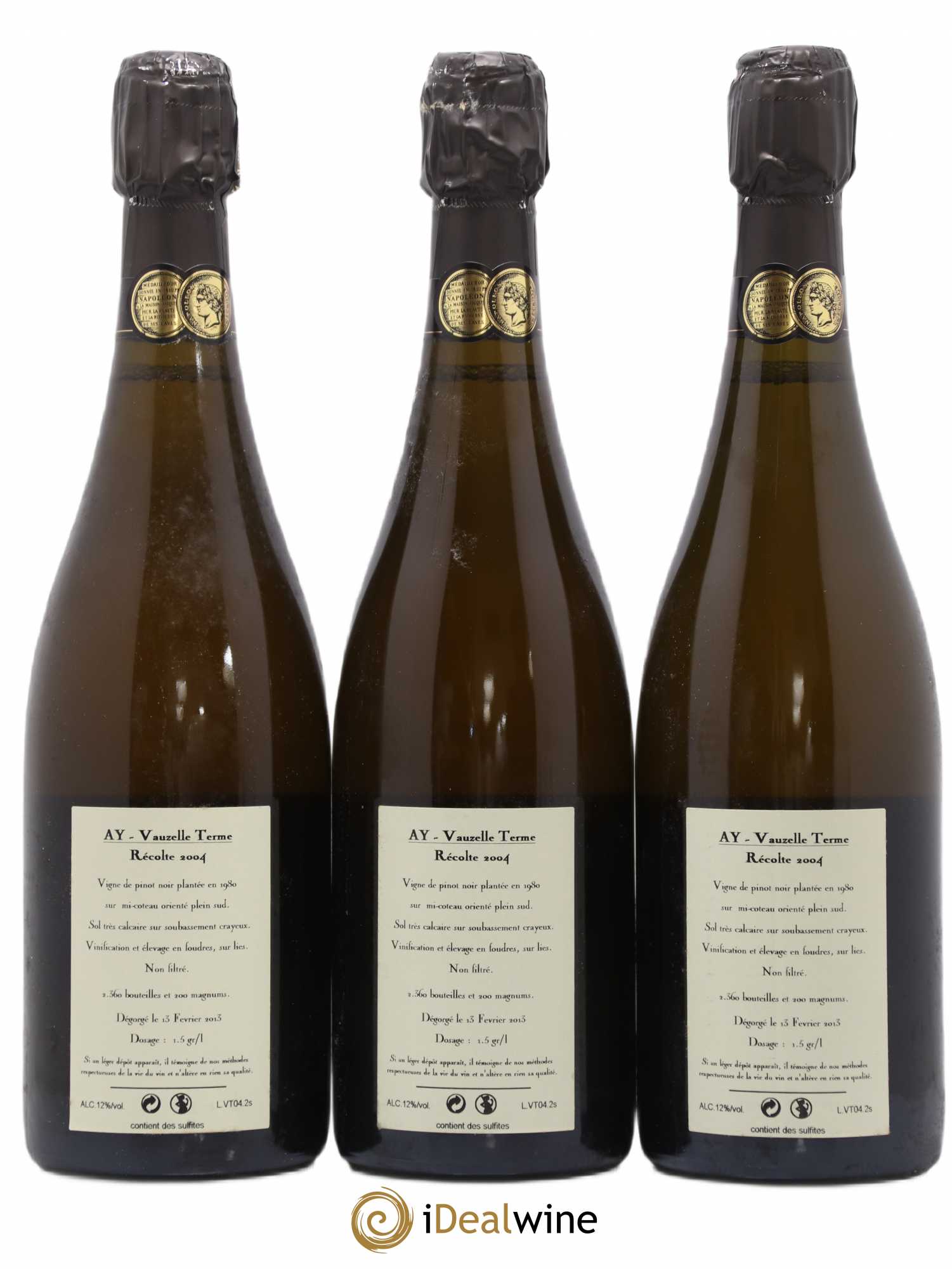 Aÿ Vauzelle Terme Extra-Brut Jacquesson 2004 - Lot de 3 bouteilles - 1