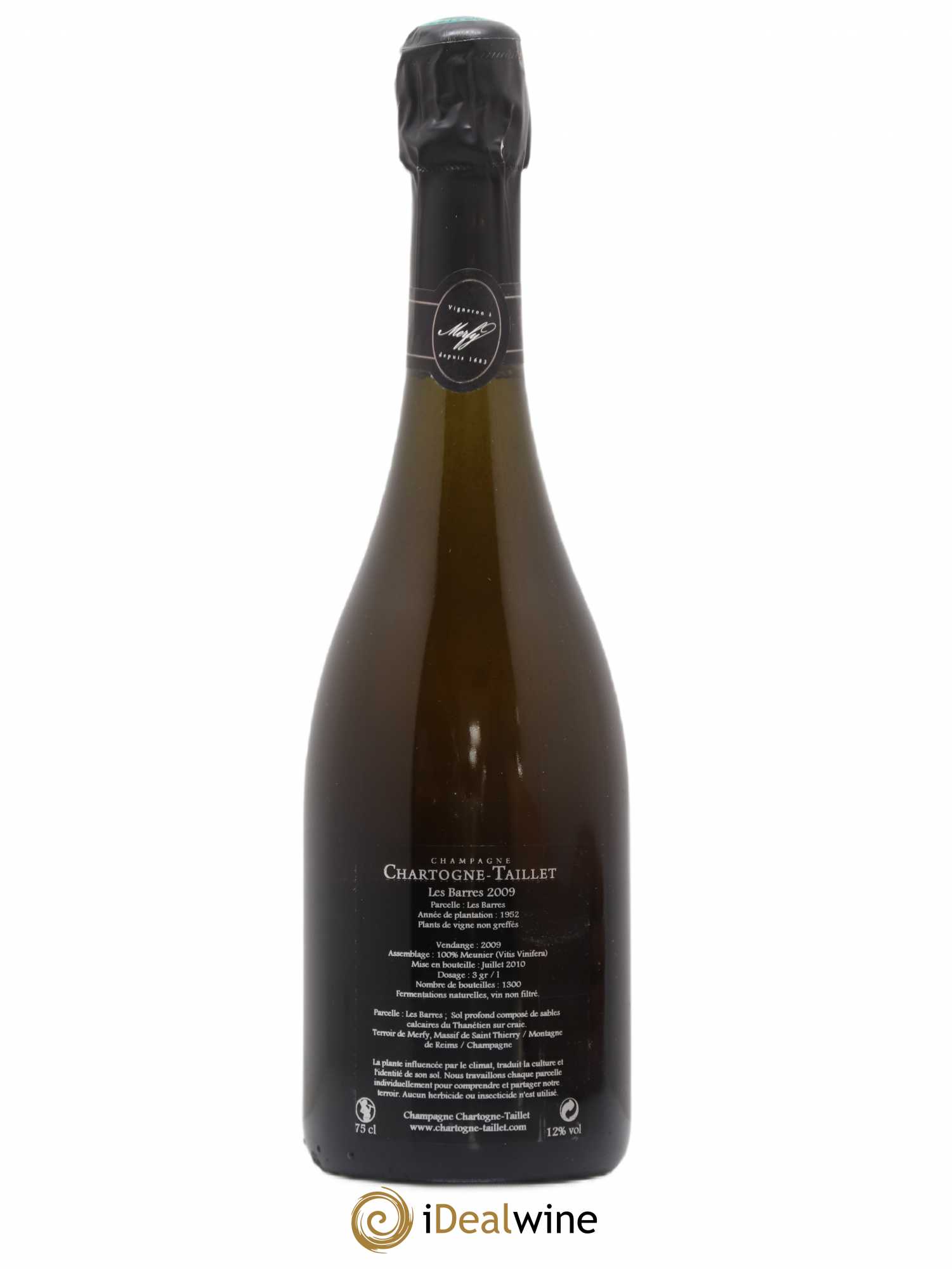 Champagne Les Barres Chartogne Taillet 2009 - Lot of 1 bottle - 1