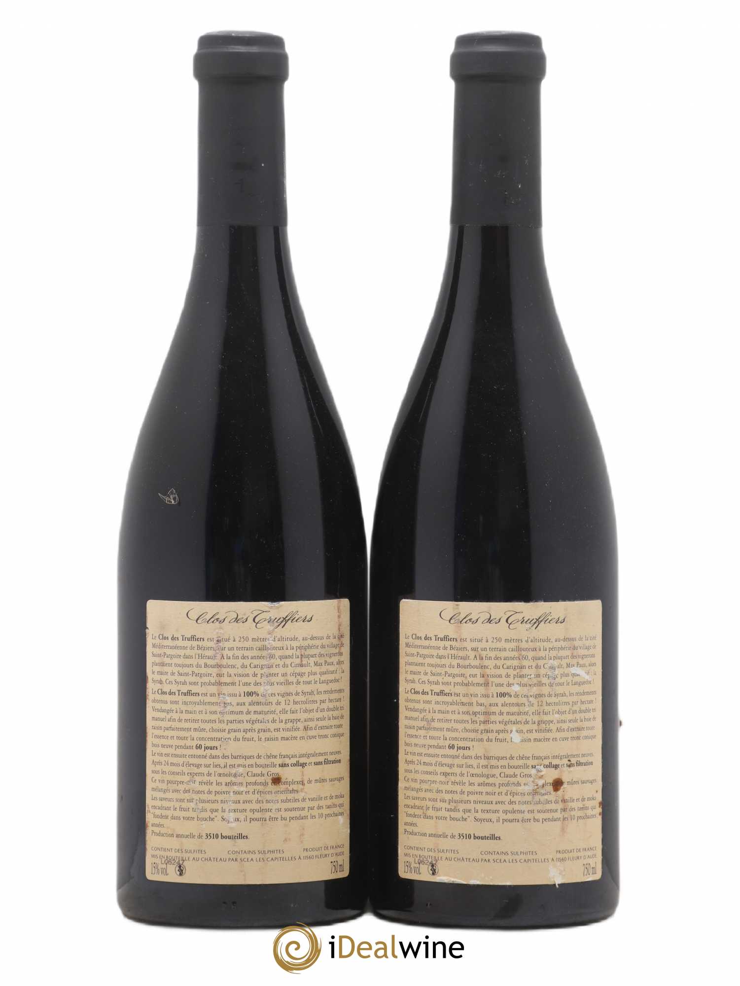 La Clape Château de La Négly Clos des Truffiers Jean Paux-Rosset 2004 - Lot de 2 bouteilles - 1
