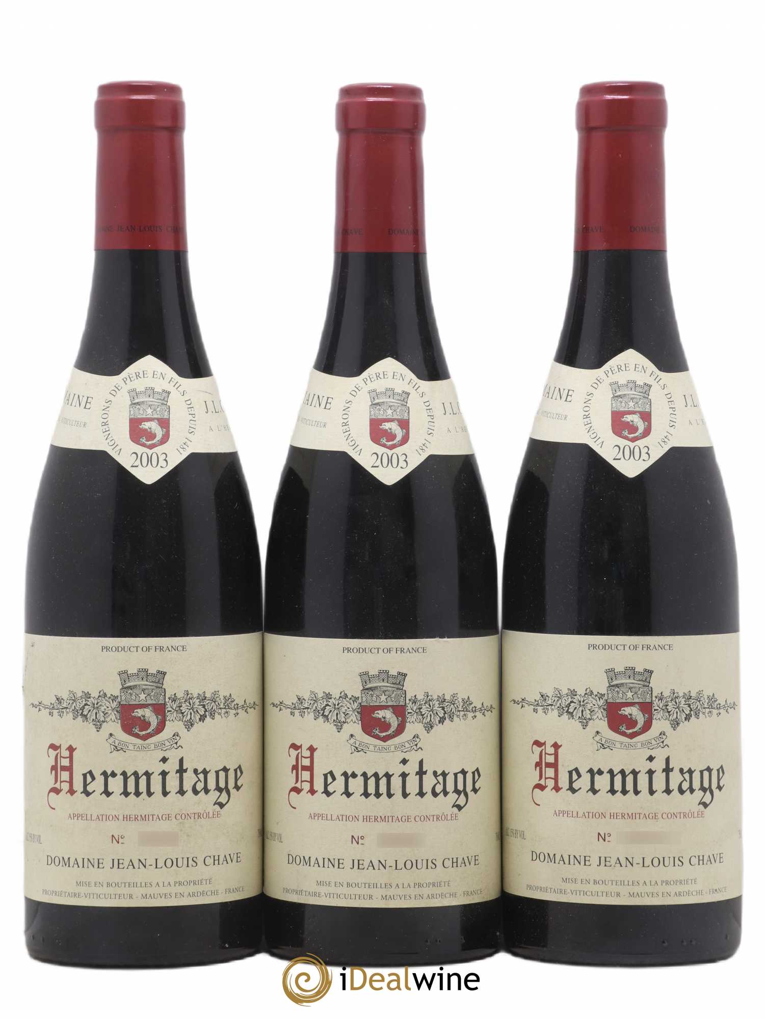Hermitage Jean-Louis Chave 2003 - Lot de 3 bouteilles - 0