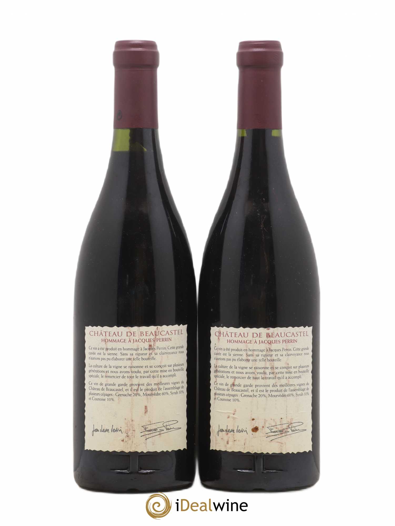 Châteauneuf-du-Pape Château de Beaucastel Hommage à Jacques Perrin Famille Perrin 1995 - Lot de 2 bouteilles - 1