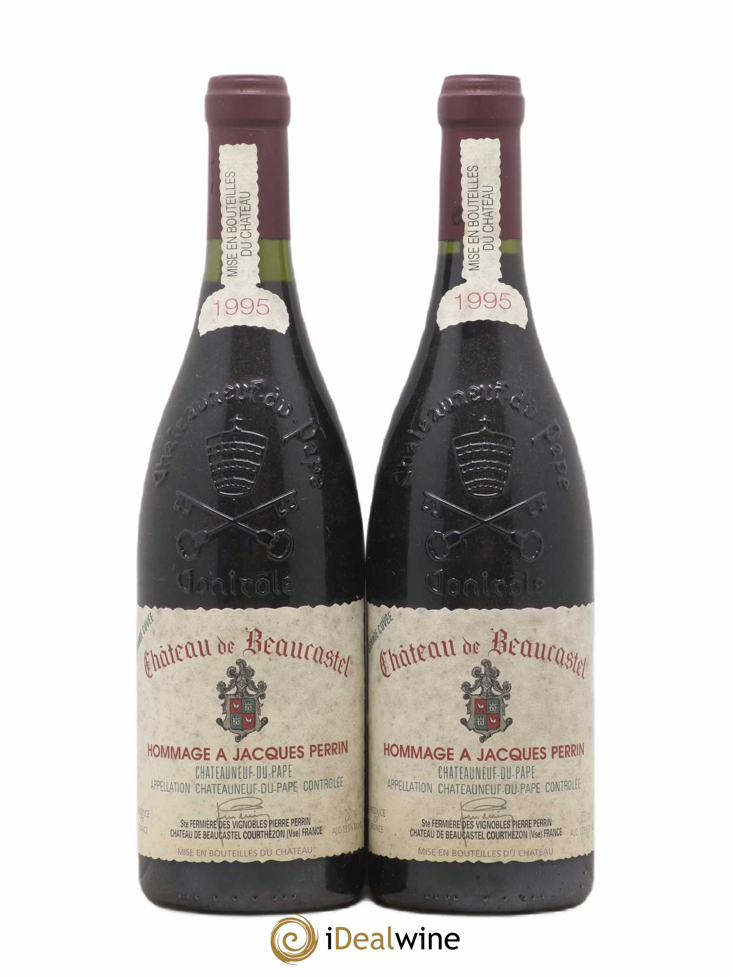 Châteauneuf-du-Pape Château de Beaucastel Hommage à Jacques Perrin Famille Perrin 1995 - Lot de 2 bouteilles - 0