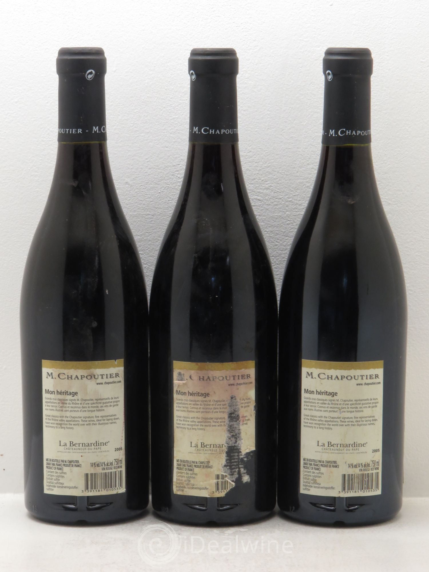 Châteauneuf-du-Pape La Bernardine Chapoutier 2005 - Lot de 3 bouteilles - 1