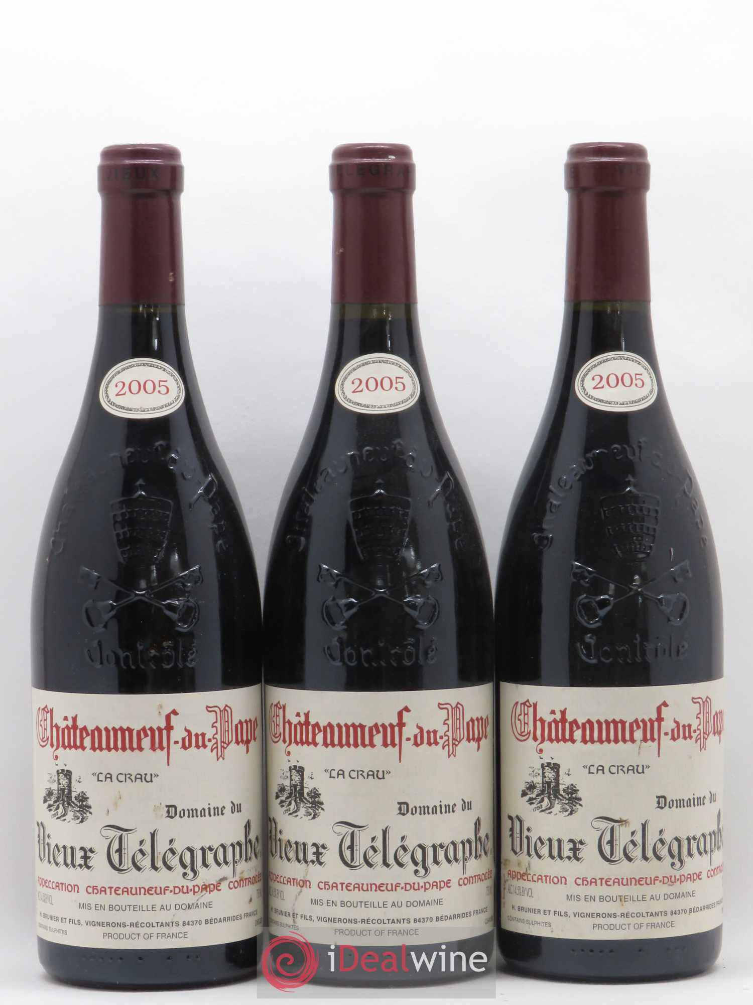 Châteauneuf-du-Pape Vieux Télégraphe (Domaine du) Vignobles Brunier 2005 - Lot de 3 bouteilles - 0
