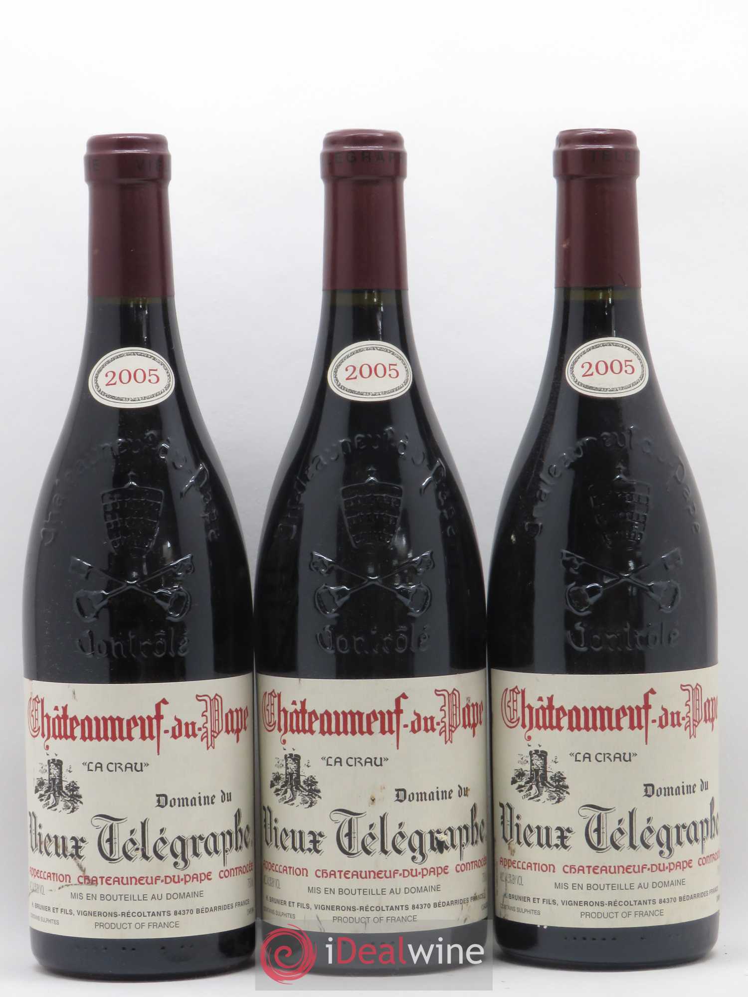 Châteauneuf-du-Pape Vieux Télégraphe (Domaine du) Vignobles Brunier 2005 - Lot de 3 bouteilles - 0