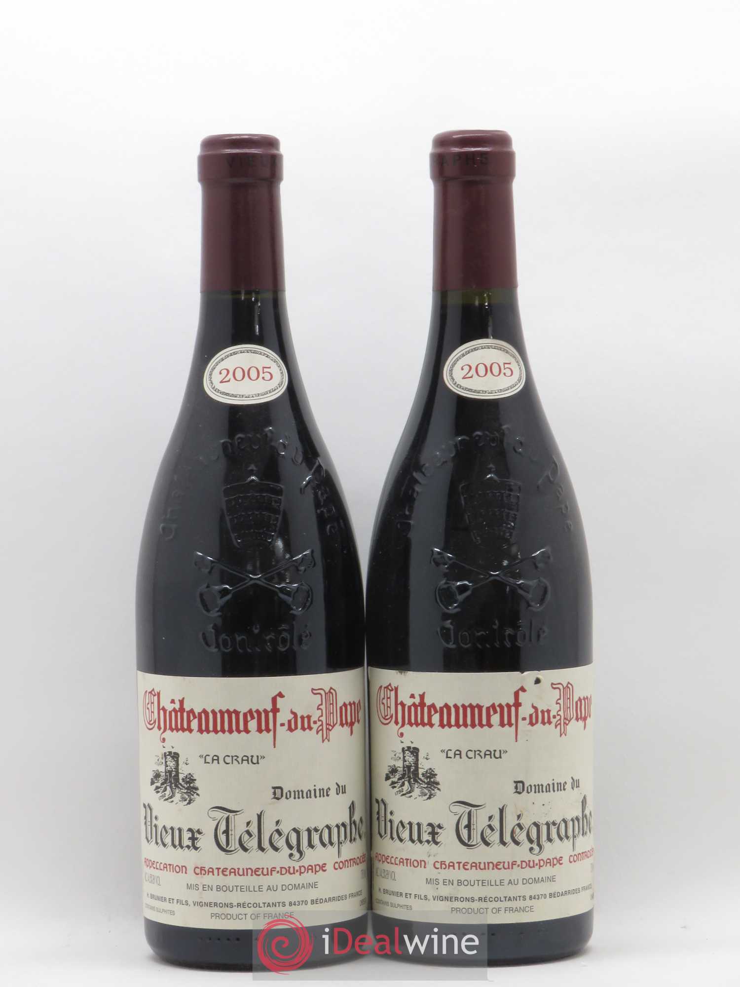 Châteauneuf-du-Pape Vieux Télégraphe (Domaine du) Vignobles Brunier 2005 - Lot de 2 bouteilles - 0