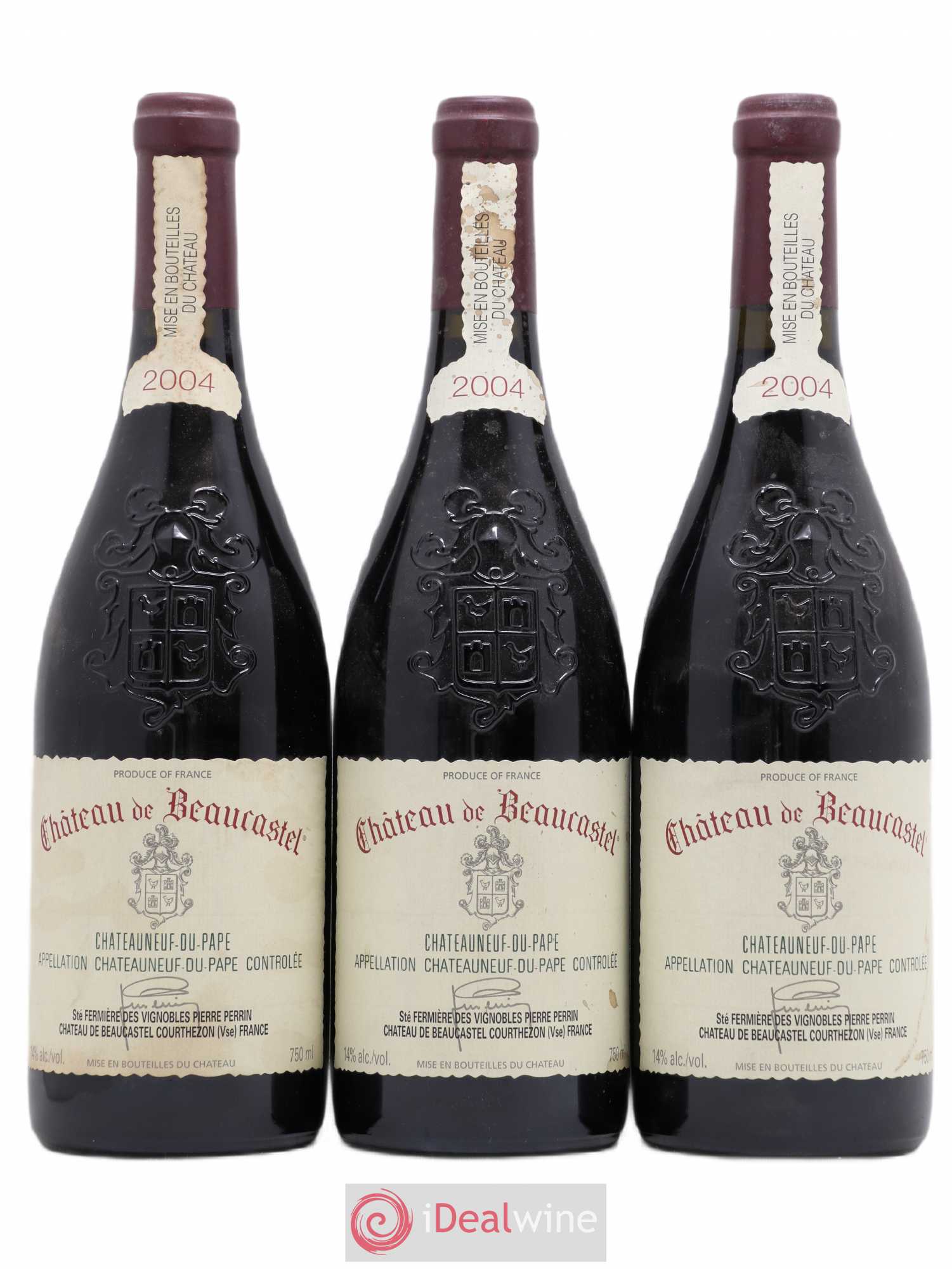 Châteauneuf-du-Pape Château de Beaucastel Famille Perrin 2004 - Lot de 3 bouteilles - 0