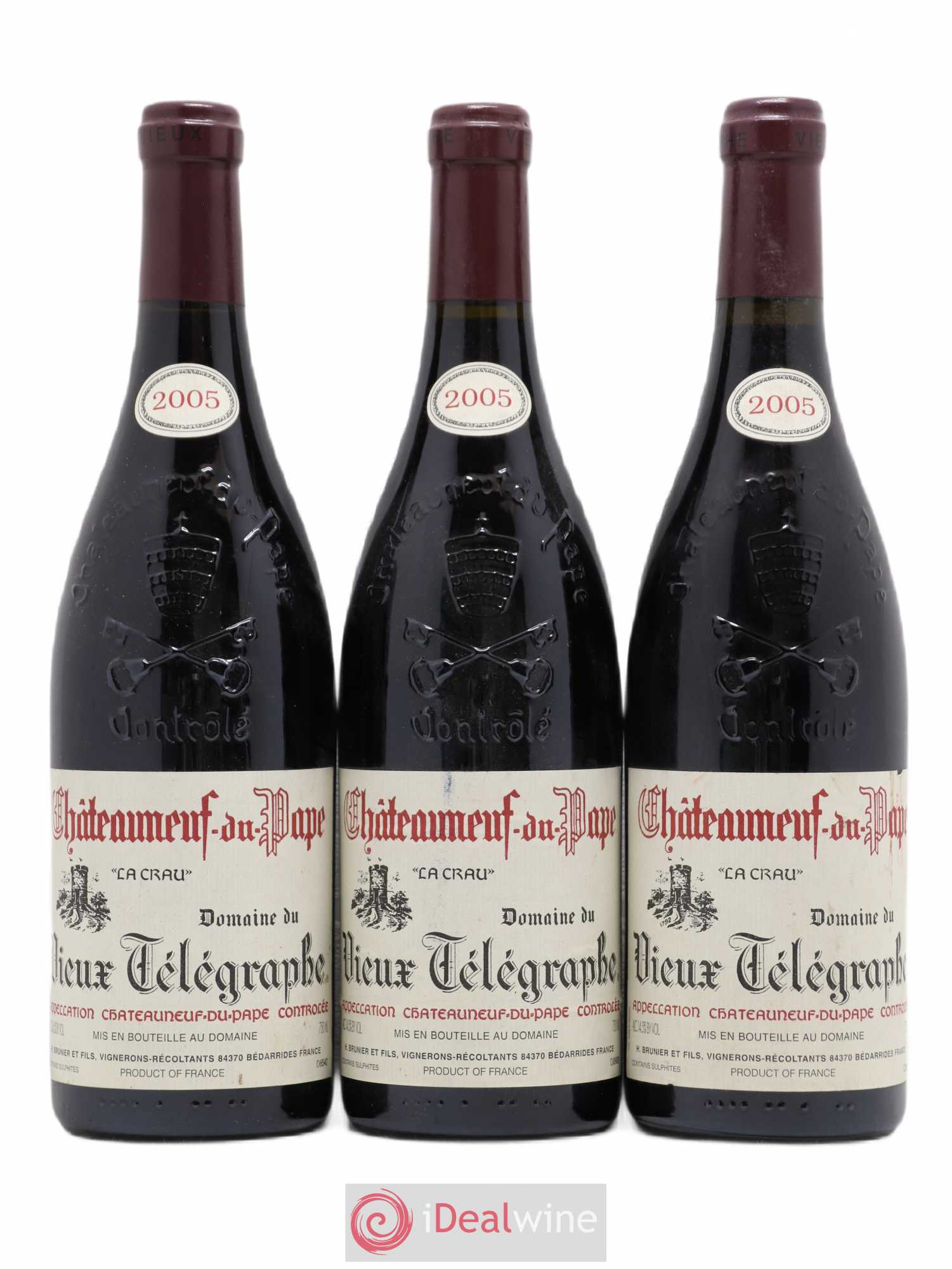 Châteauneuf-du-Pape Vieux Télégraphe (Domaine du) Vignobles Brunier 2005 - Lot de 3 bouteilles - 0