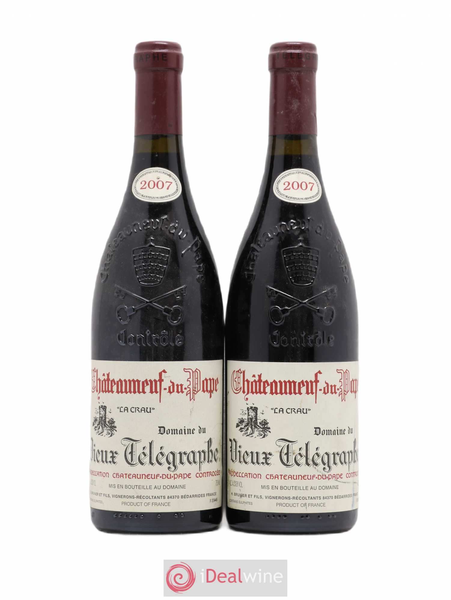 Châteauneuf-du-Pape Vieux Télégraphe (Domaine du) Vignobles Brunier 2007 - Lot de 2 bouteilles - 0