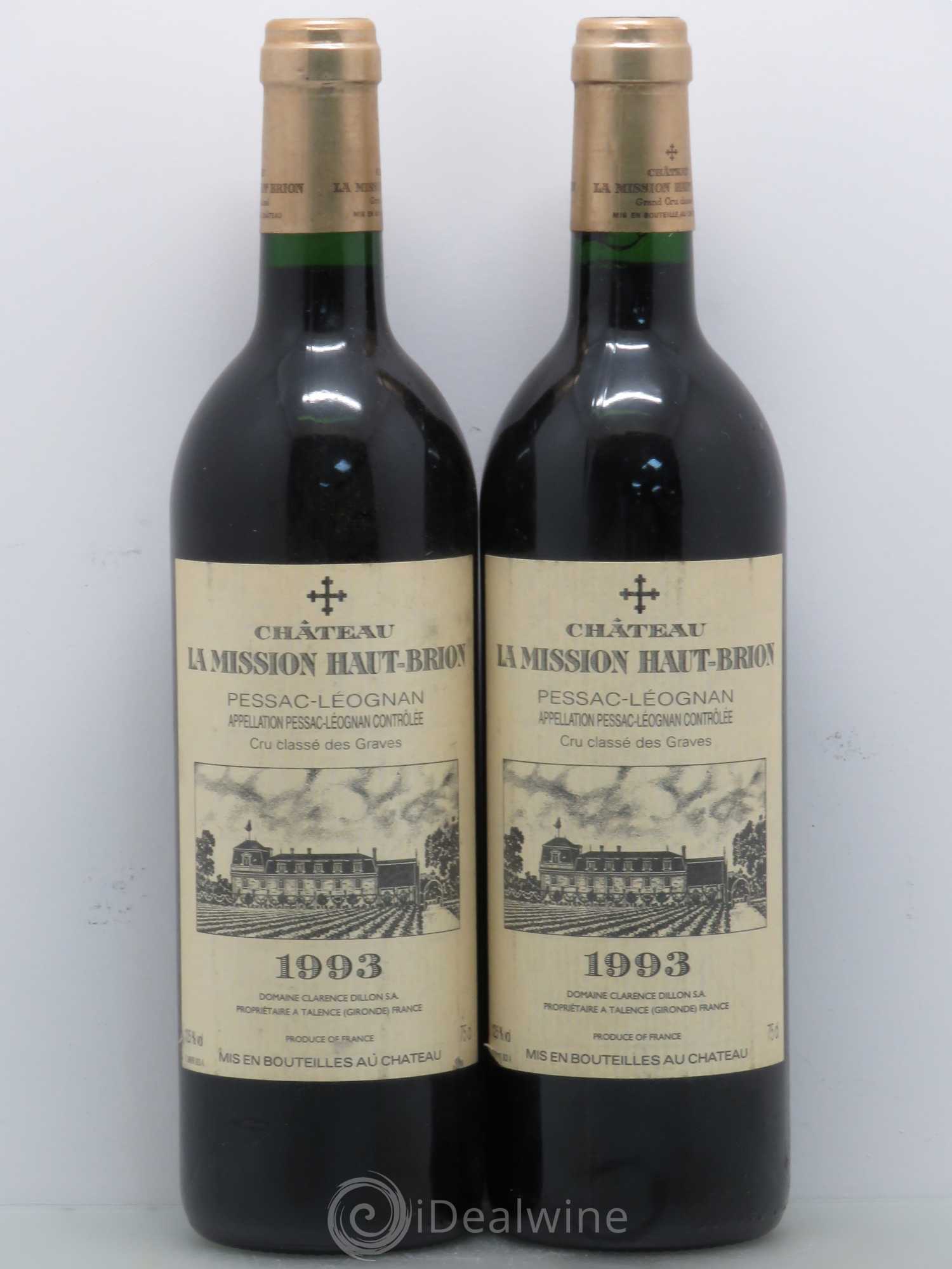 Château la Mission Haut-Brion Cru Classé de Graves 1993 - Lot de 2 bouteilles - 0