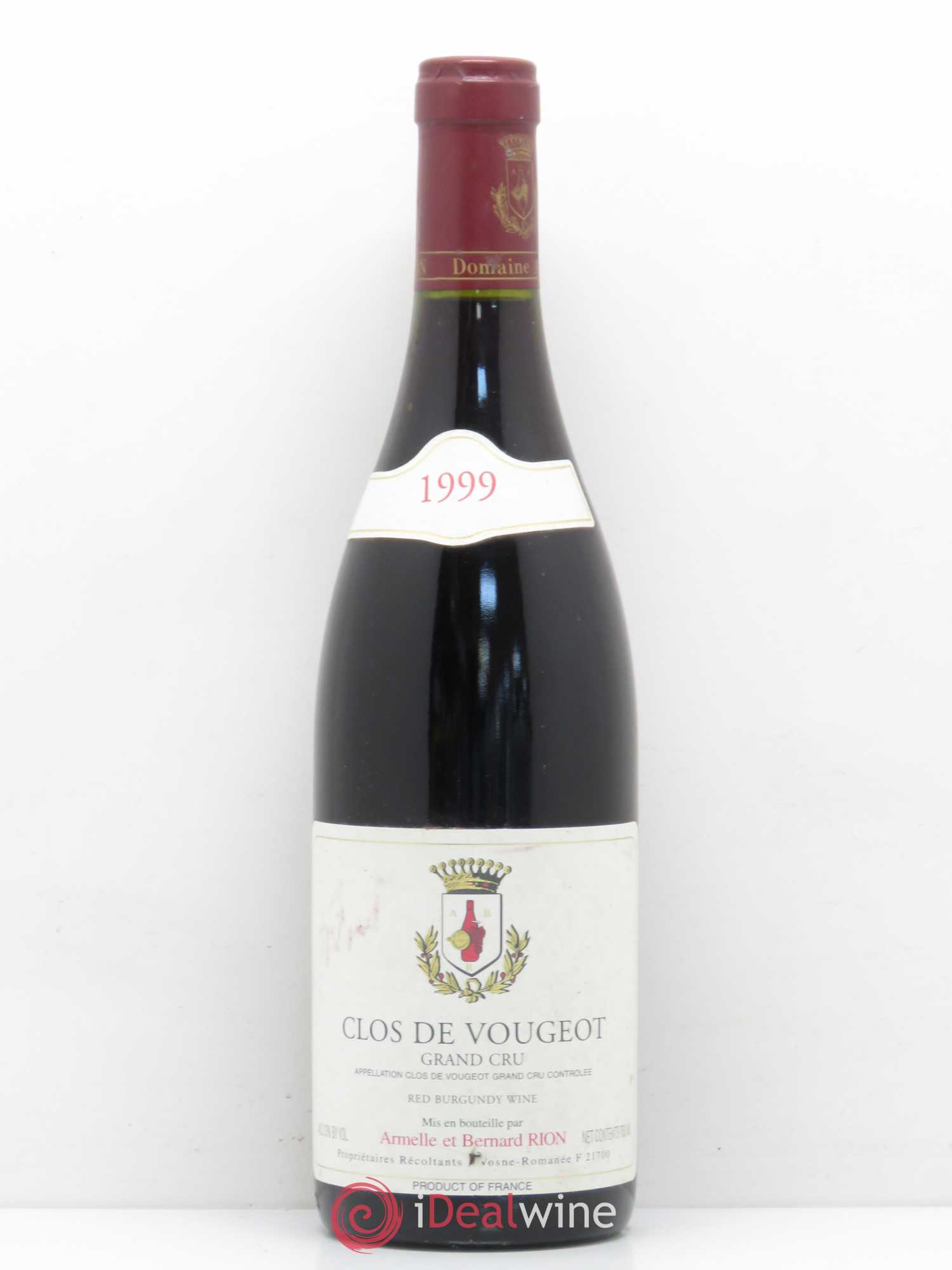 Clos de Vougeot Grand Cru Domaine Armelle et Bernard Rion 1999 - Lot de 1 bouteille - 0