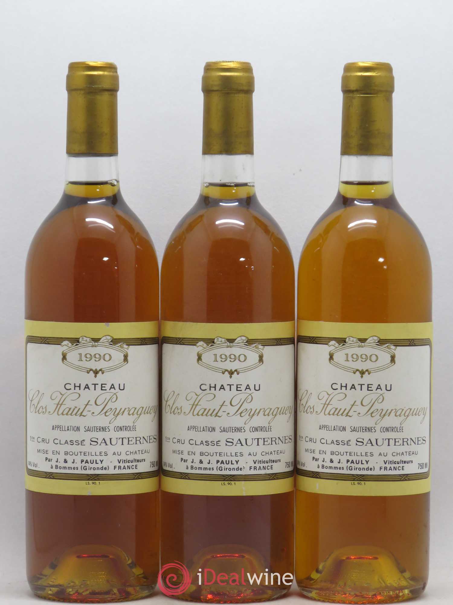 Clos Haut-Peyraguey 1er Grand Cru Classé 1990 - Lotto di 3 bottiglie - 0
