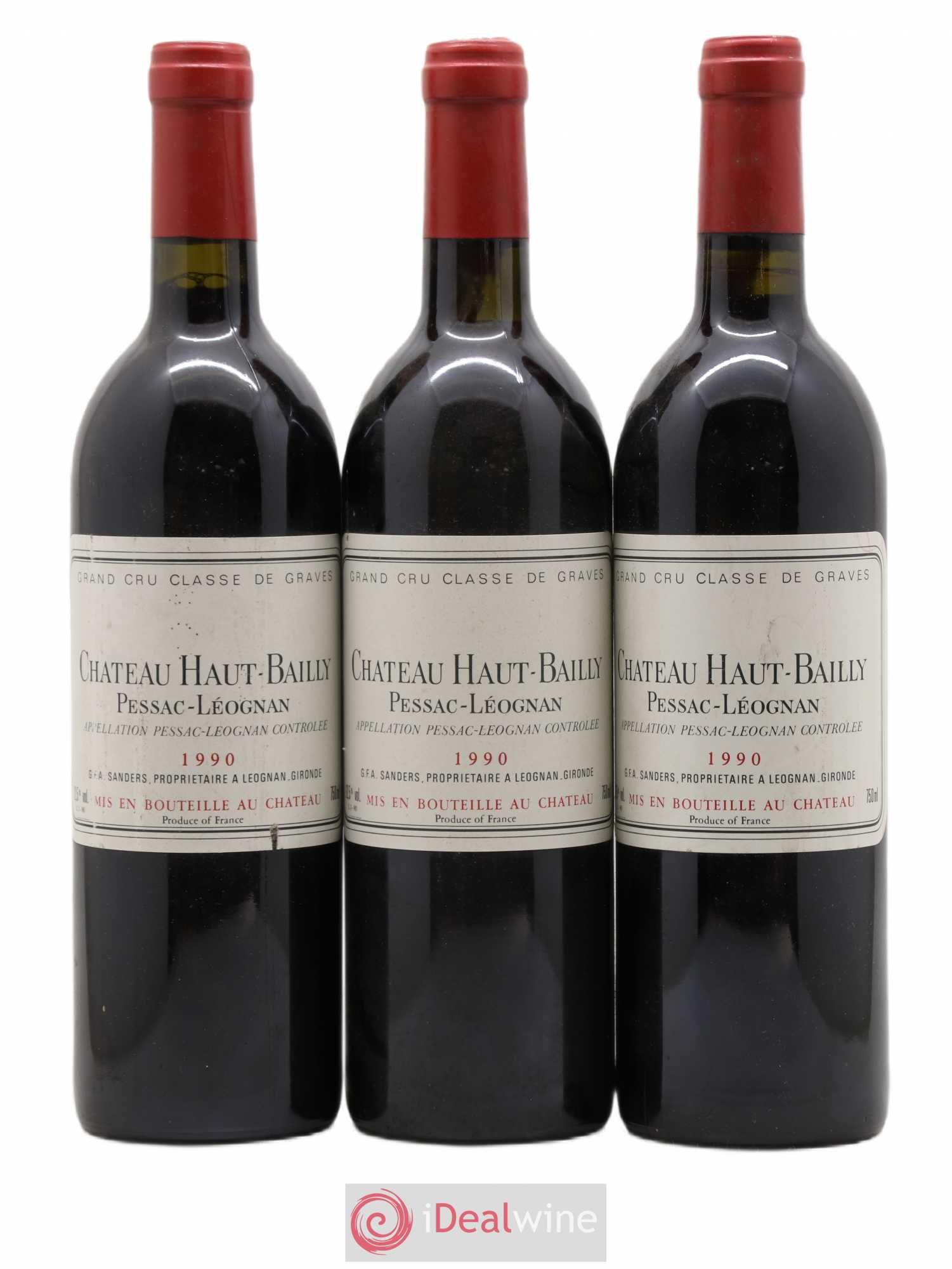 Château Haut-Bailly Cru Classé de Graves 1990 - Lot de 3 bouteilles - 0
