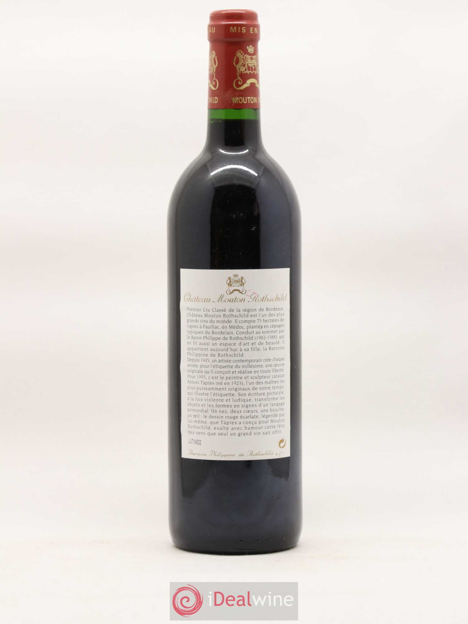 Château Mouton Rothschild 1er Grand Cru Classé 1995 - Lot de 1 bouteille - 1