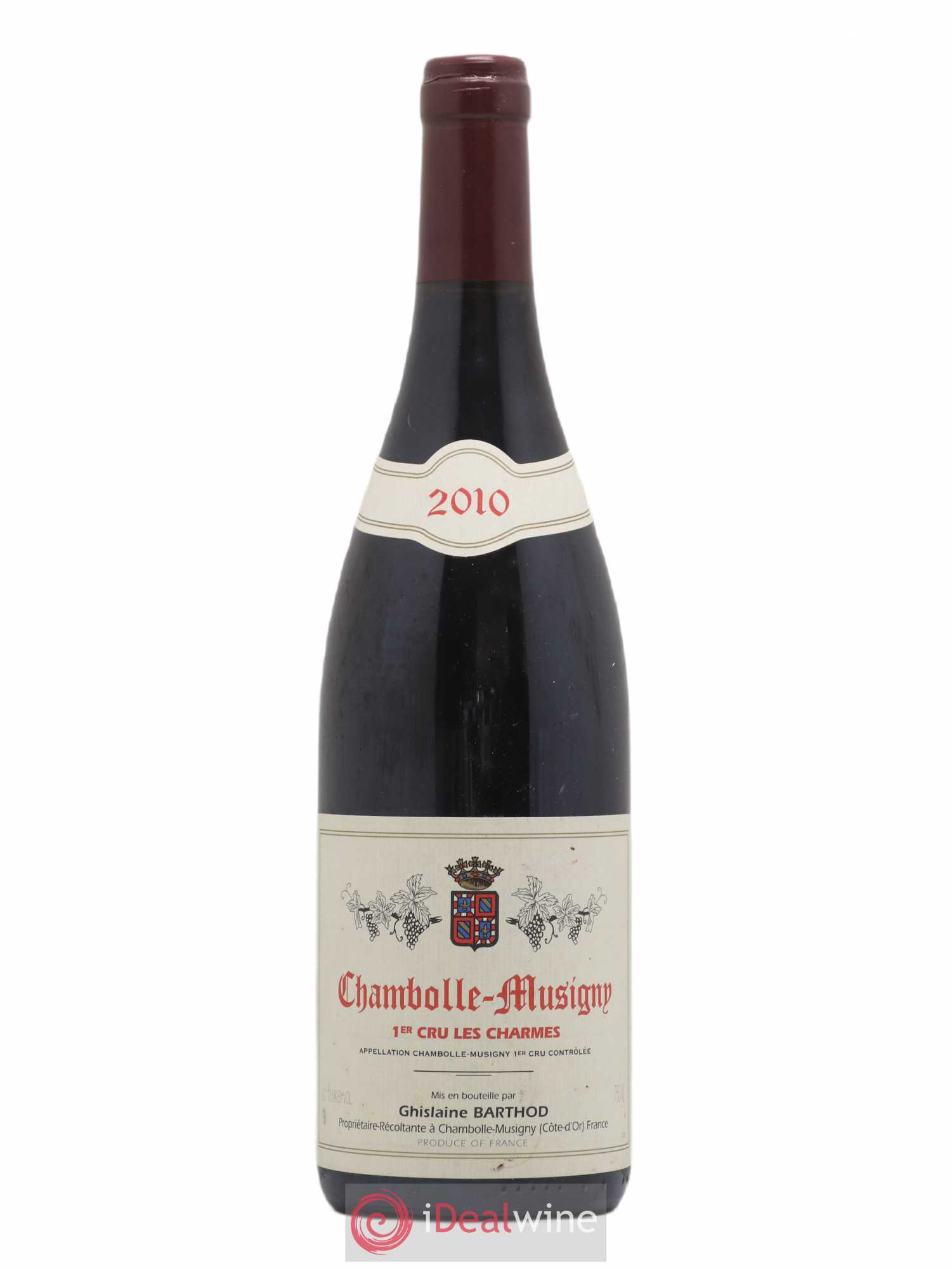 Chambolle-Musigny 1er Cru Les Charmes Ghislaine Barthod 2010 - Lot de 1 bouteille - 0