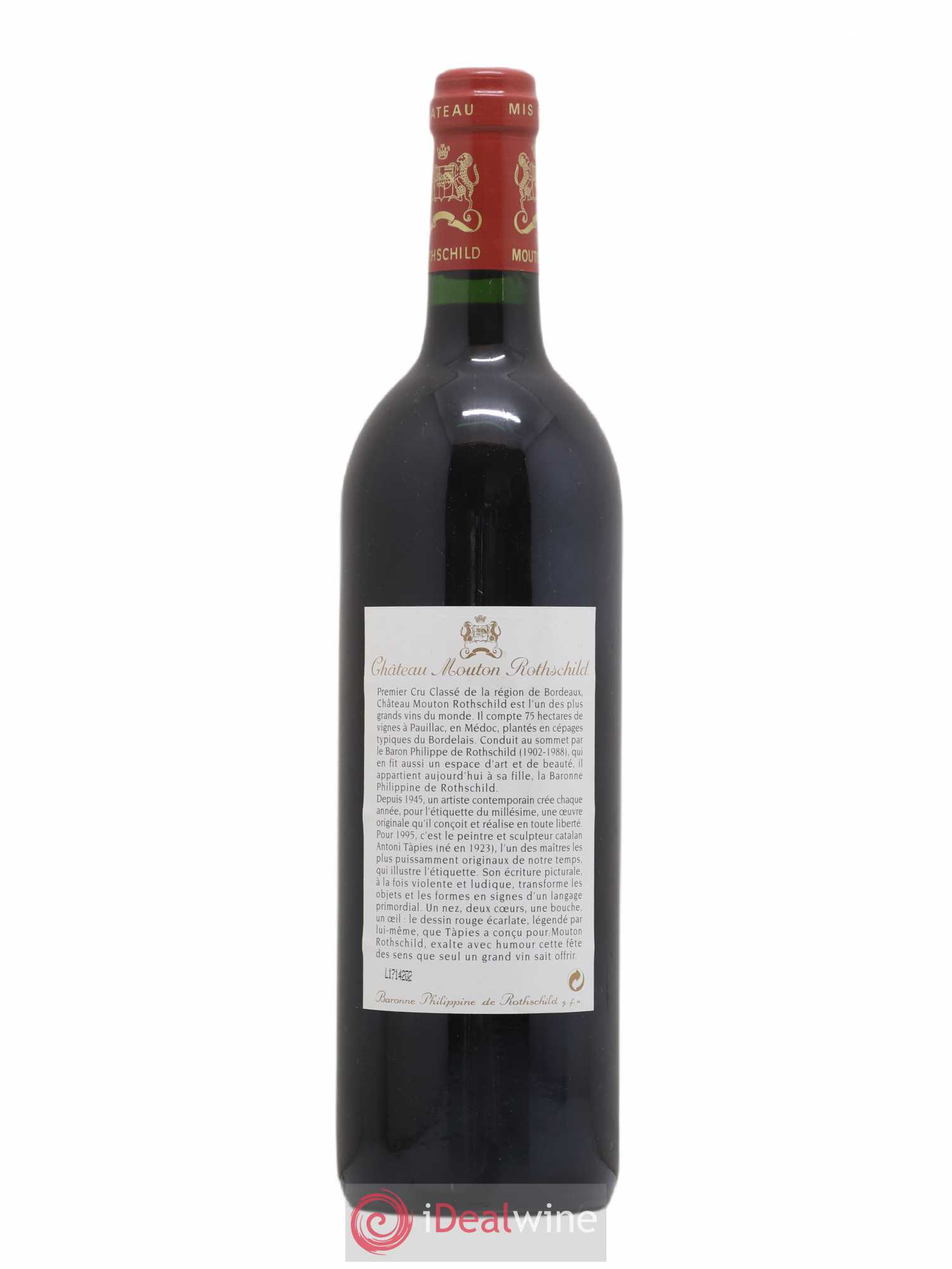 Château Mouton Rothschild 1er Grand Cru Classé 1995 - Lot de 1 bouteille - 1