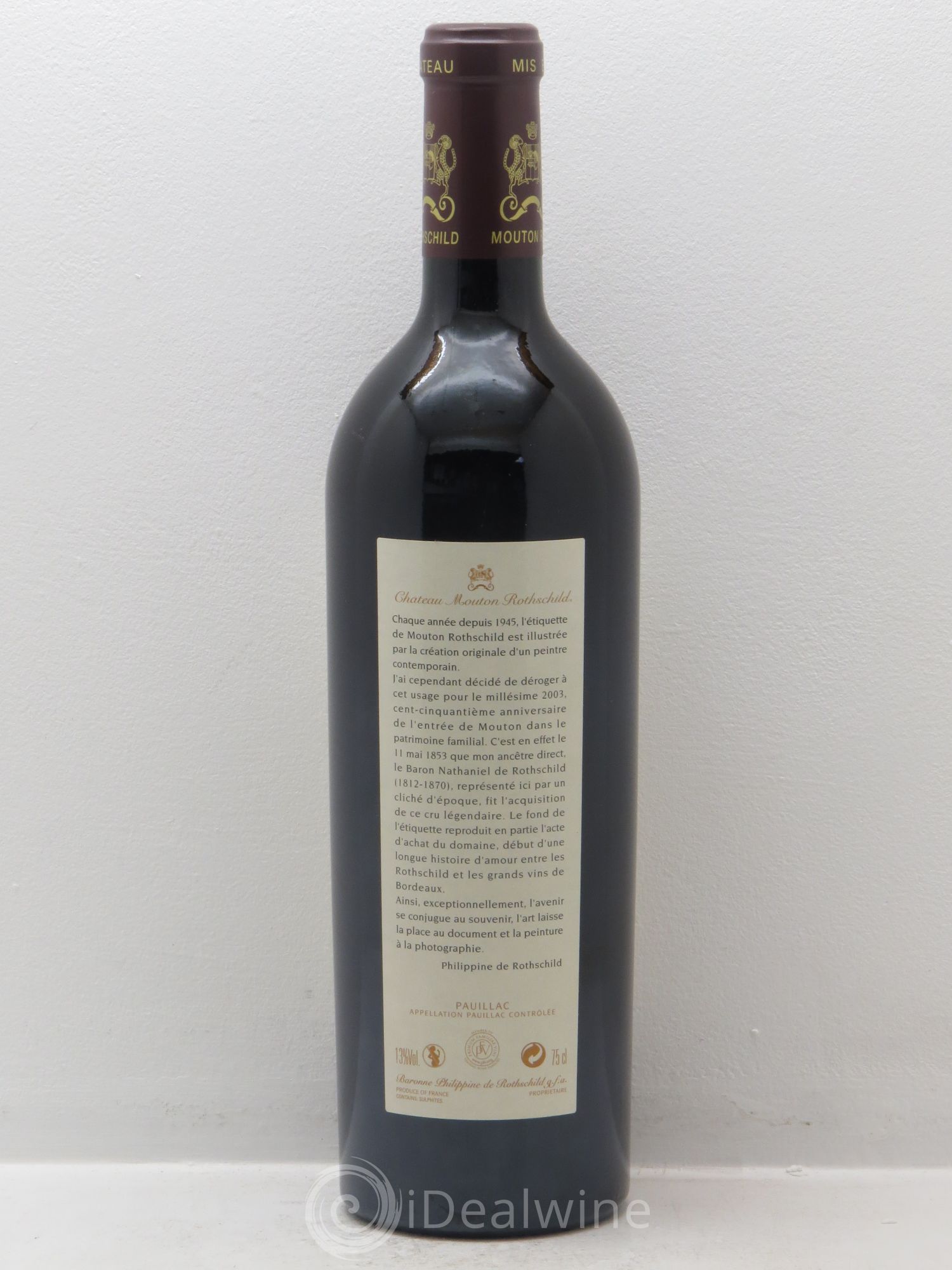 Château Mouton Rothschild 1er Grand Cru Classé 2003 - Lot de 1 bouteille - 1