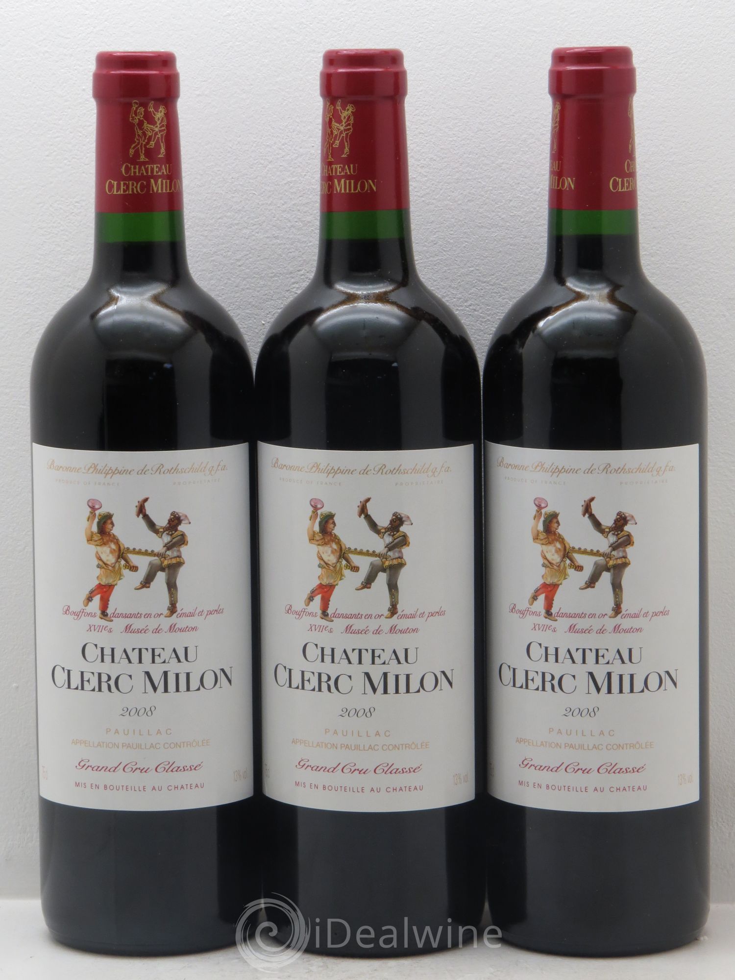 Château Clerc Milon 5ème Grand Cru Classé 2008 - Lot de 3 bouteilles - 0
