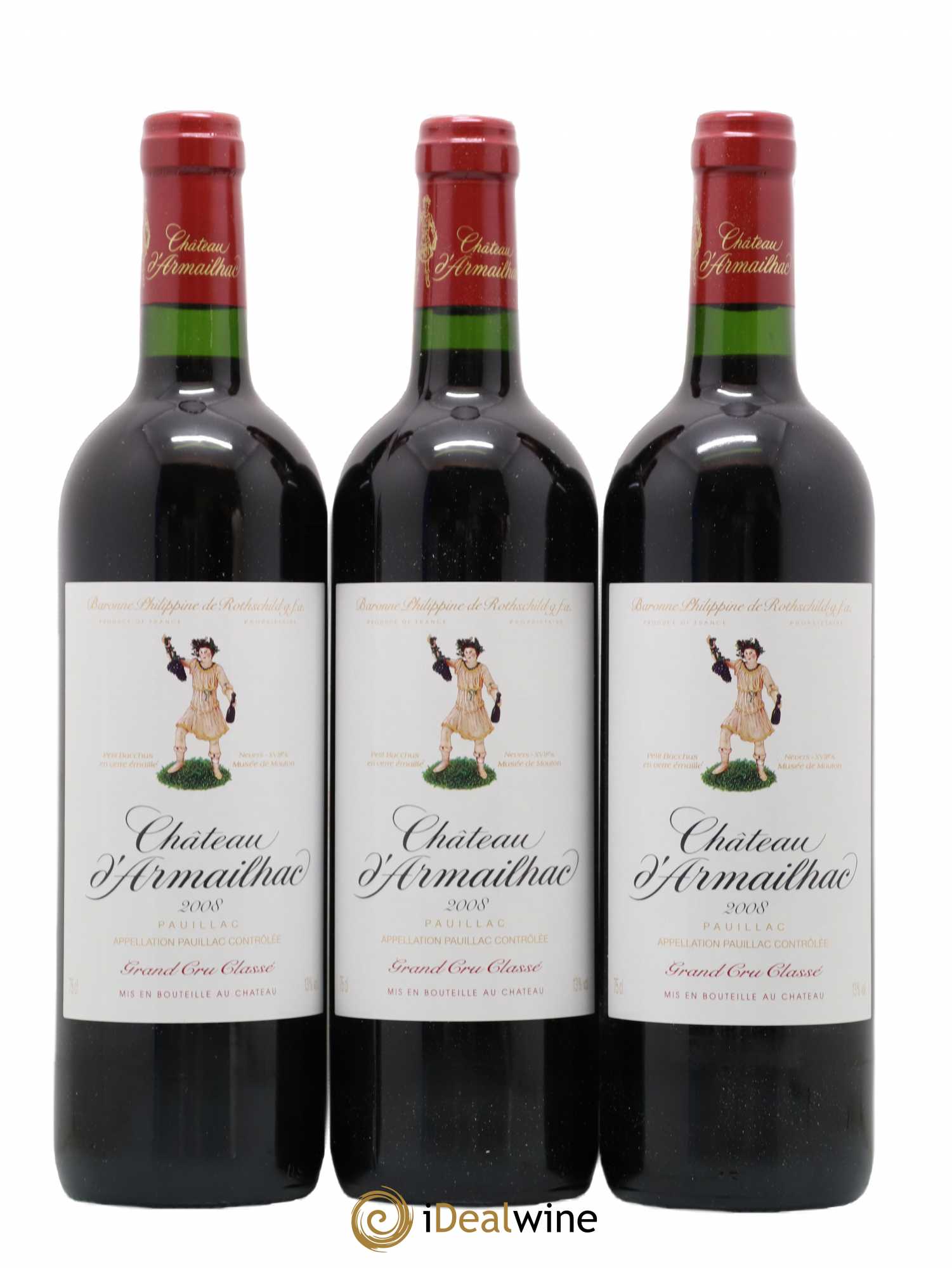 Château d' Armailhac - Mouton Baron(ne) Philippe 5ème Grand Cru Classé 2008 - Lot de 3 bouteilles - 0