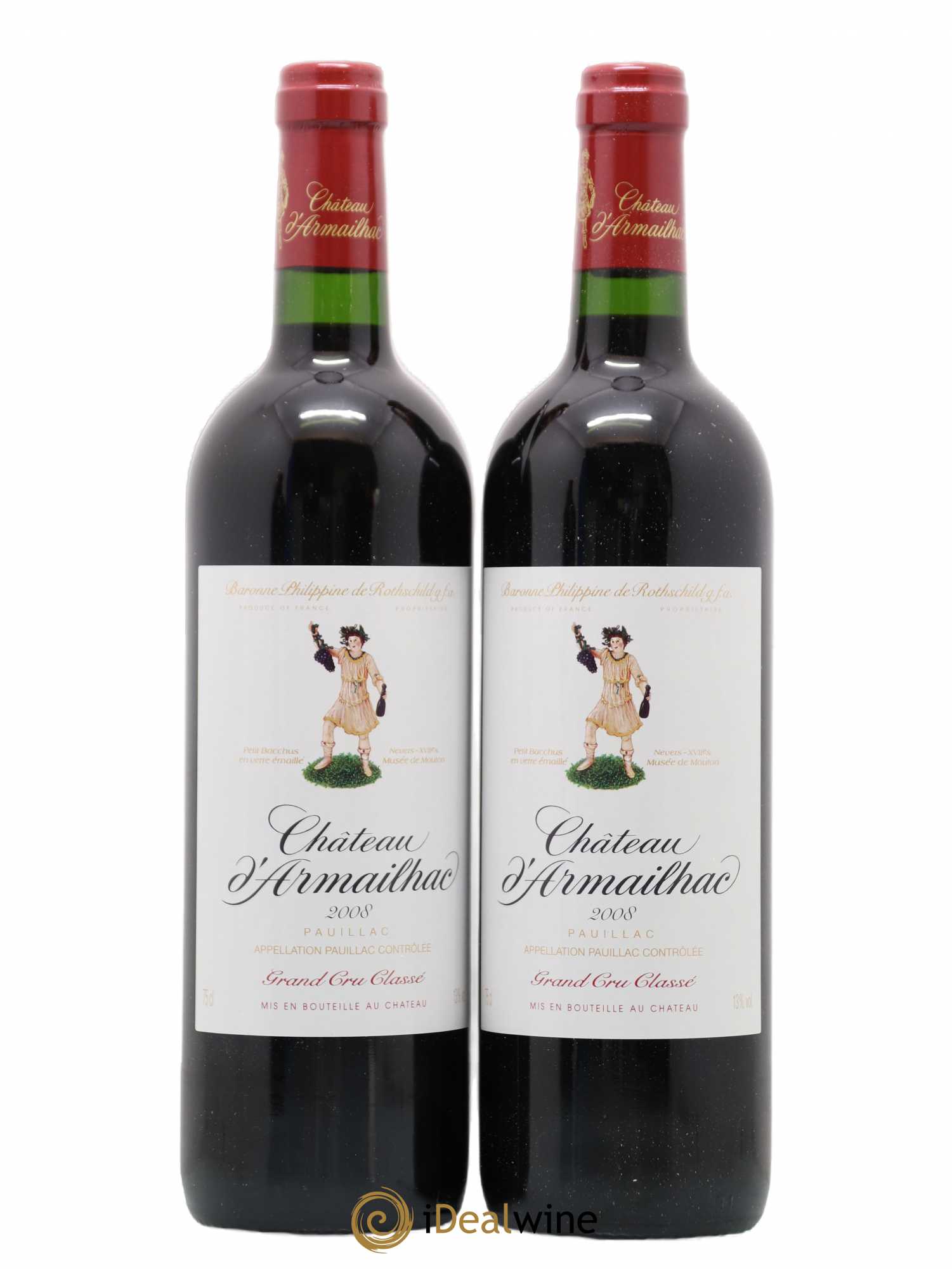 Château d' Armailhac - Mouton Baron(ne) Philippe 5ème Grand Cru Classé 2008 - Lot de 2 bouteilles - 0