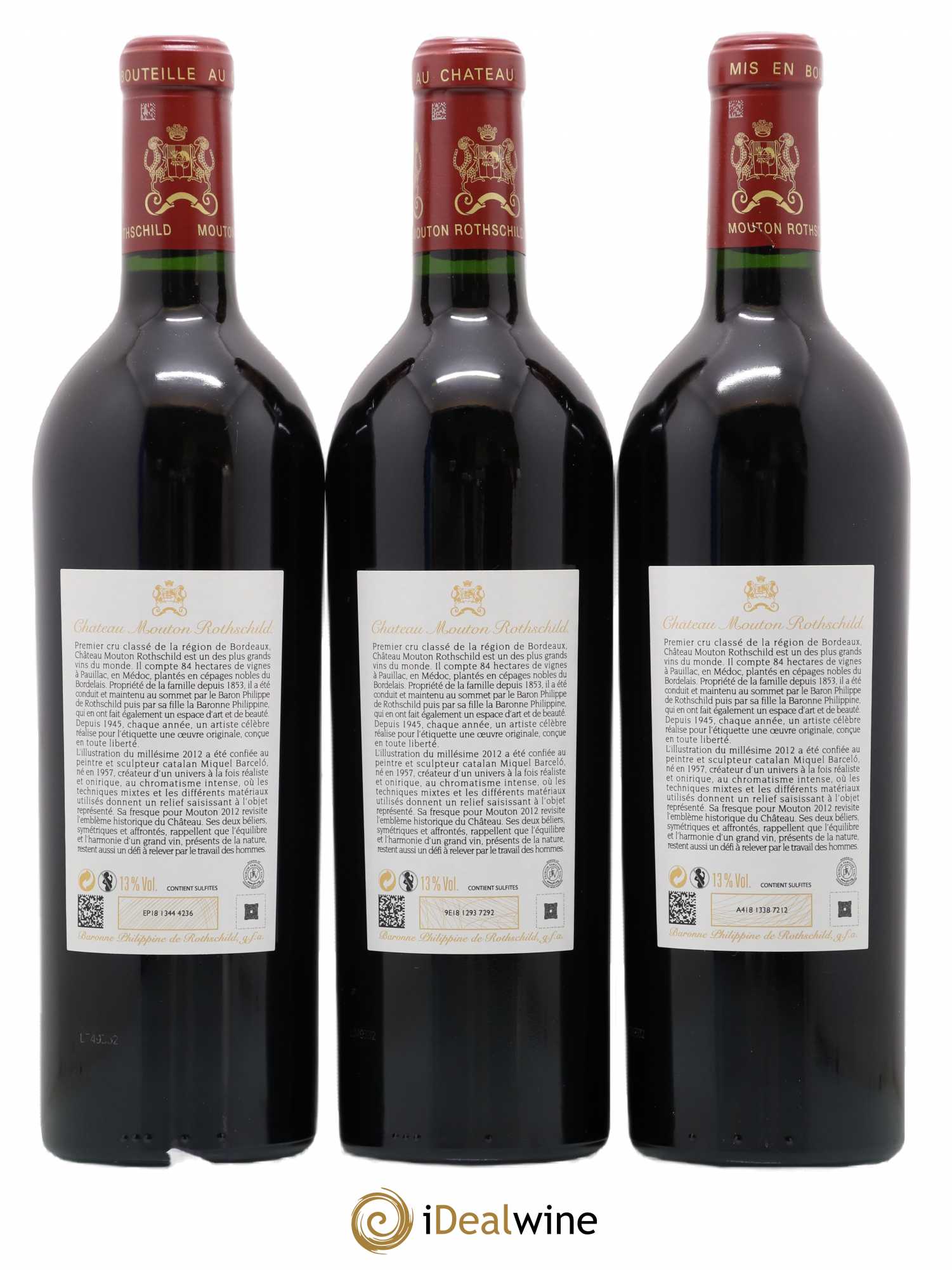 Château Mouton Rothschild 1er Grand Cru Classé 2012 - Lot de 3 bouteilles - 1