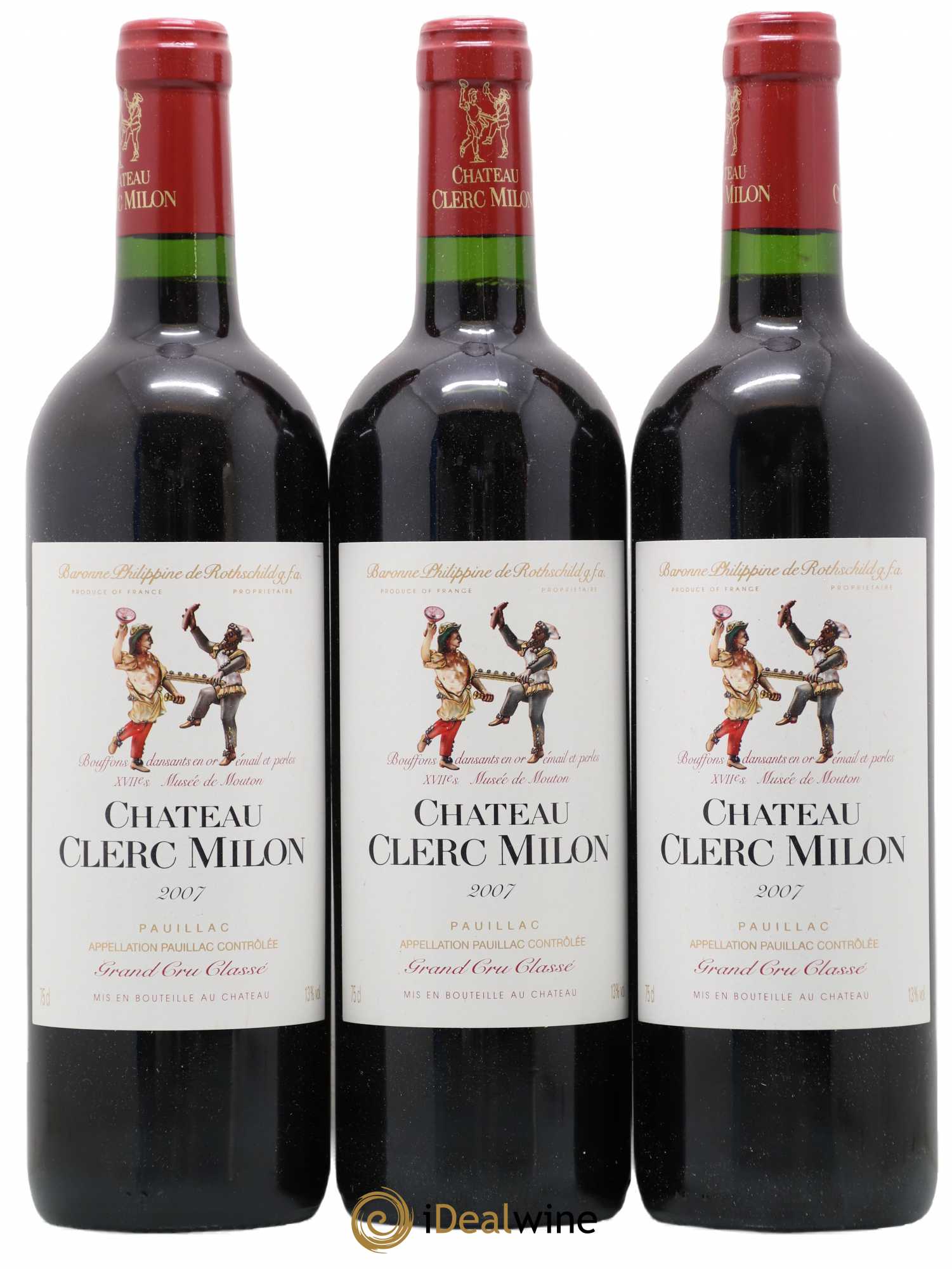 Château Clerc Milon 5ème Grand Cru Classé 2007 - Lot de 3 bouteilles - 0