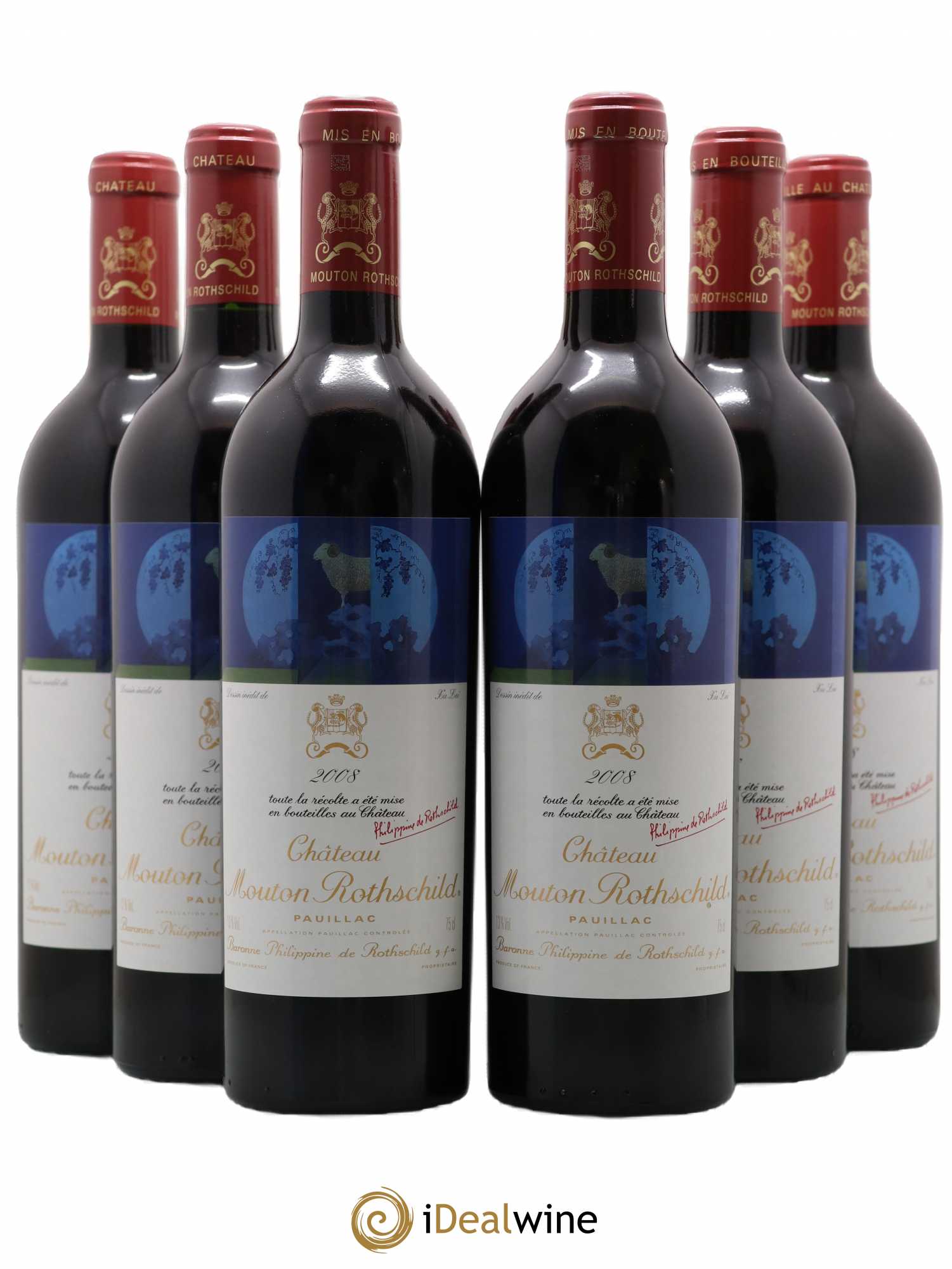 Château Mouton Rothschild 1er Grand Cru Classé 2008 - Lot de 6 bouteilles - 0