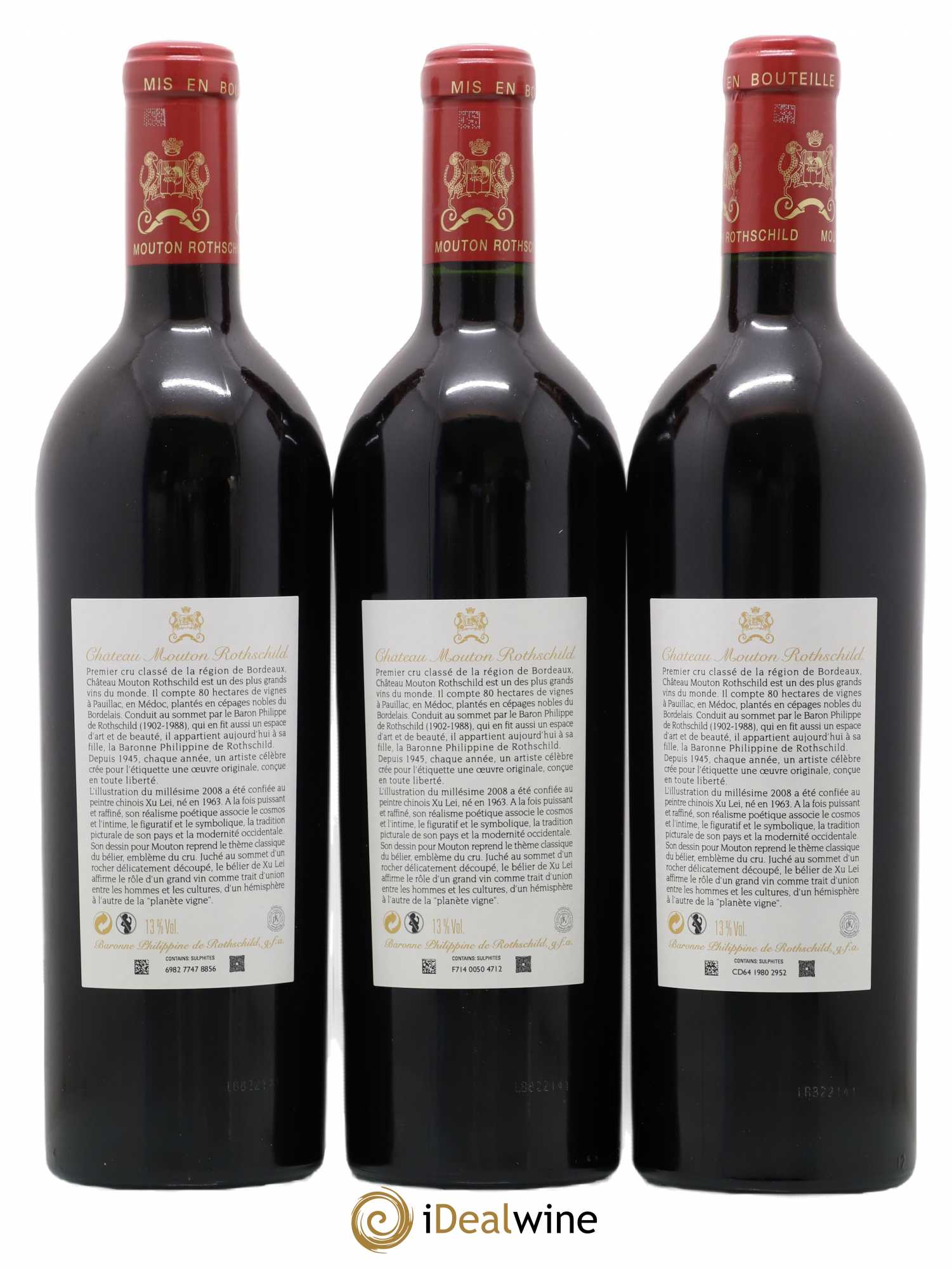 Château Mouton Rothschild 1er Grand Cru Classé 2008 - Lot de 3 bouteilles - 1