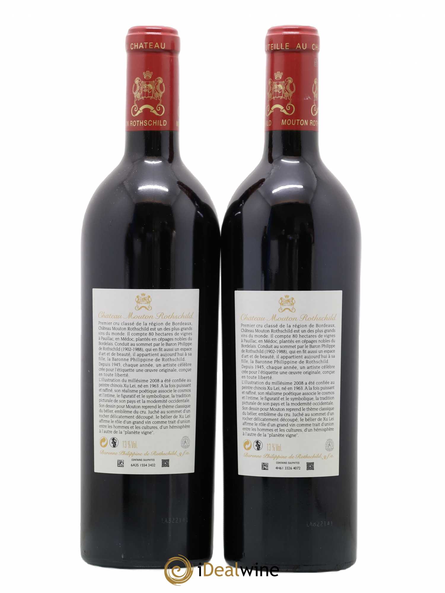 Château Mouton Rothschild 1er Grand Cru Classé 2008 - Lot de 2 bouteilles - 1