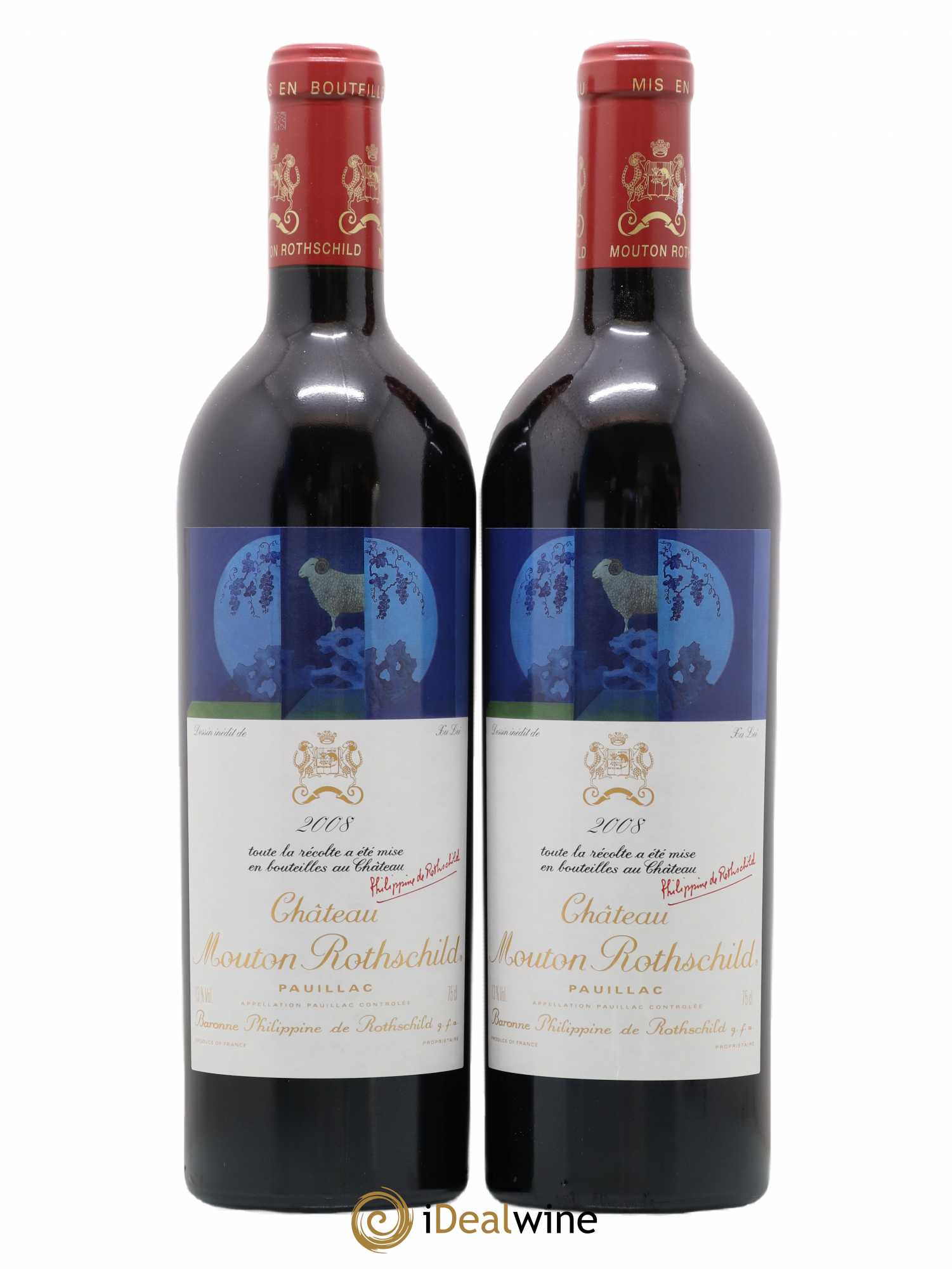 Château Mouton Rothschild 1er Grand Cru Classé 2008 - Lot de 2 bouteilles - 0