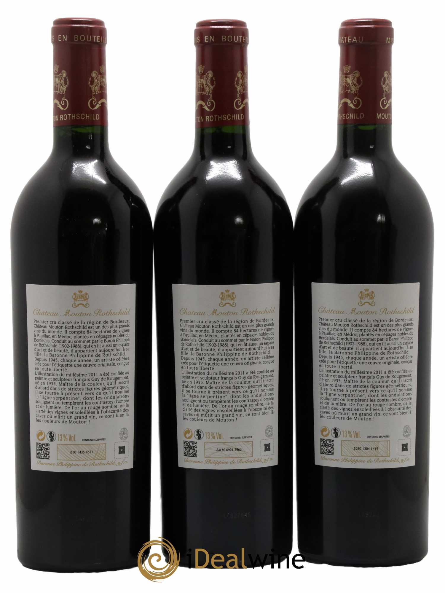 Château Mouton Rothschild 1er Grand Cru Classé 2011 - Lot of 3 bottles - 1