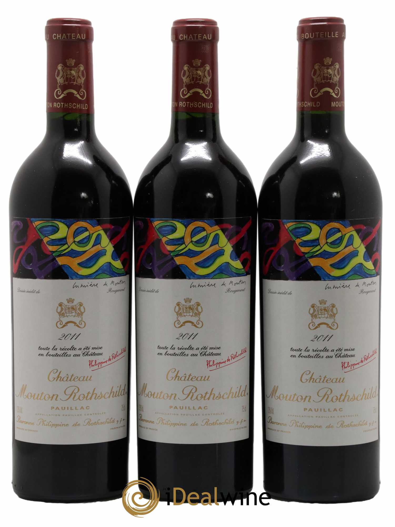 Château Mouton Rothschild 1er Grand Cru Classé 2011 - Lot of 3 bottles - 0