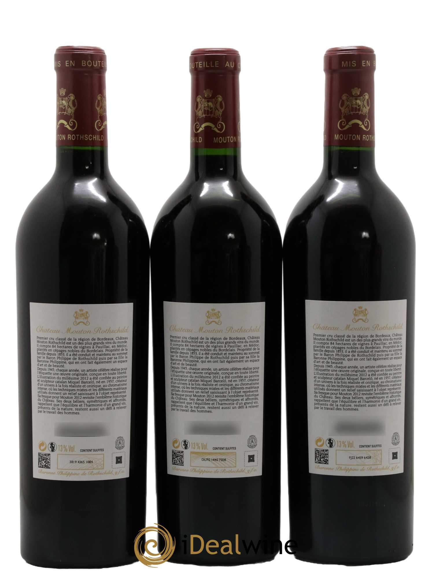 Château Mouton Rothschild 1er Grand Cru Classé 2012 - Lot of 3 bottles - 1