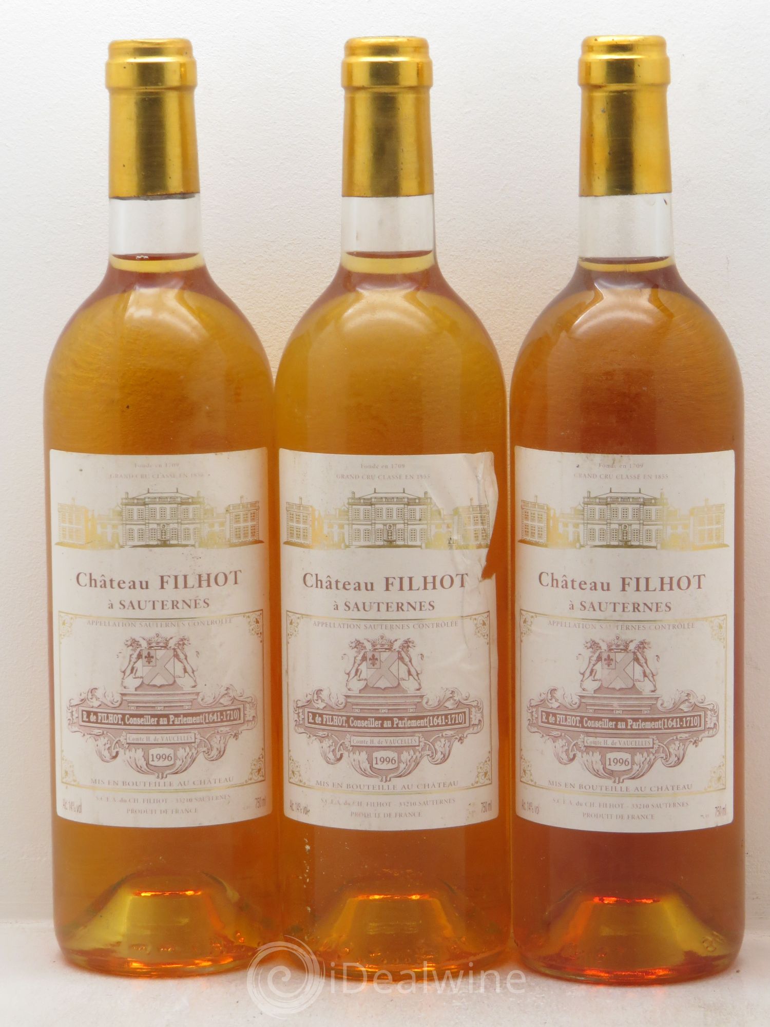 Château Filhot 2ème Grand Cru Classé 1996 - Lotto di 3 bottiglie - 0