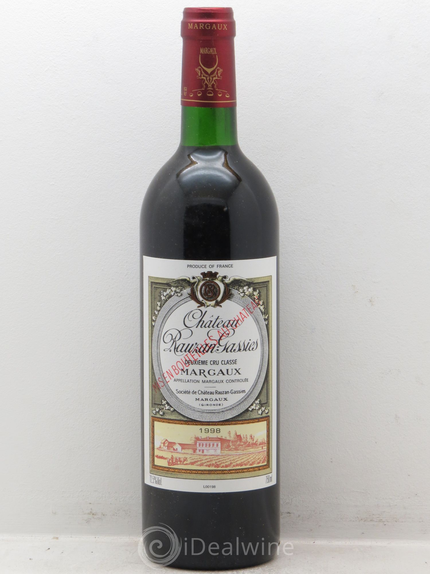 Château Rauzan-Gassies 2ème Grand Cru Classé 1998 - Lot de 12 bouteilles - 0
