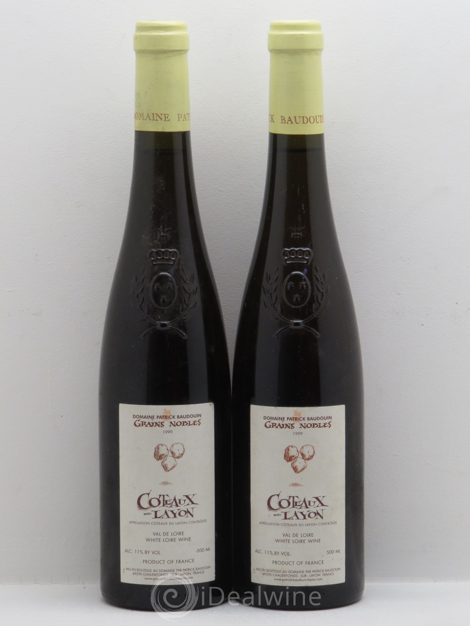 Coteaux du Layon Grains Nobles P.Baudoin (sans prix de réserve) 1999 - Lotto di 2 bottiglie - 0