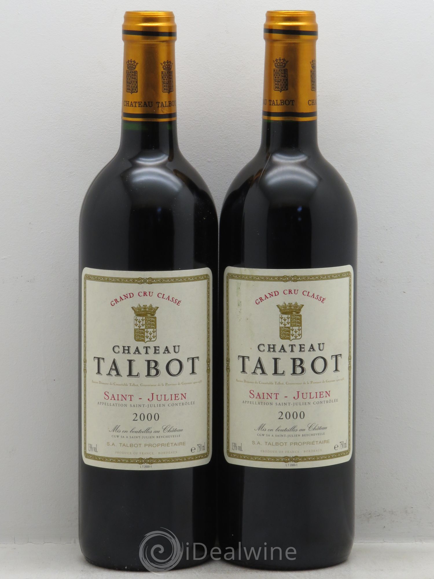 Château Talbot 4ème Grand Cru Classé 2000 - Lot de 2 bouteilles - 0