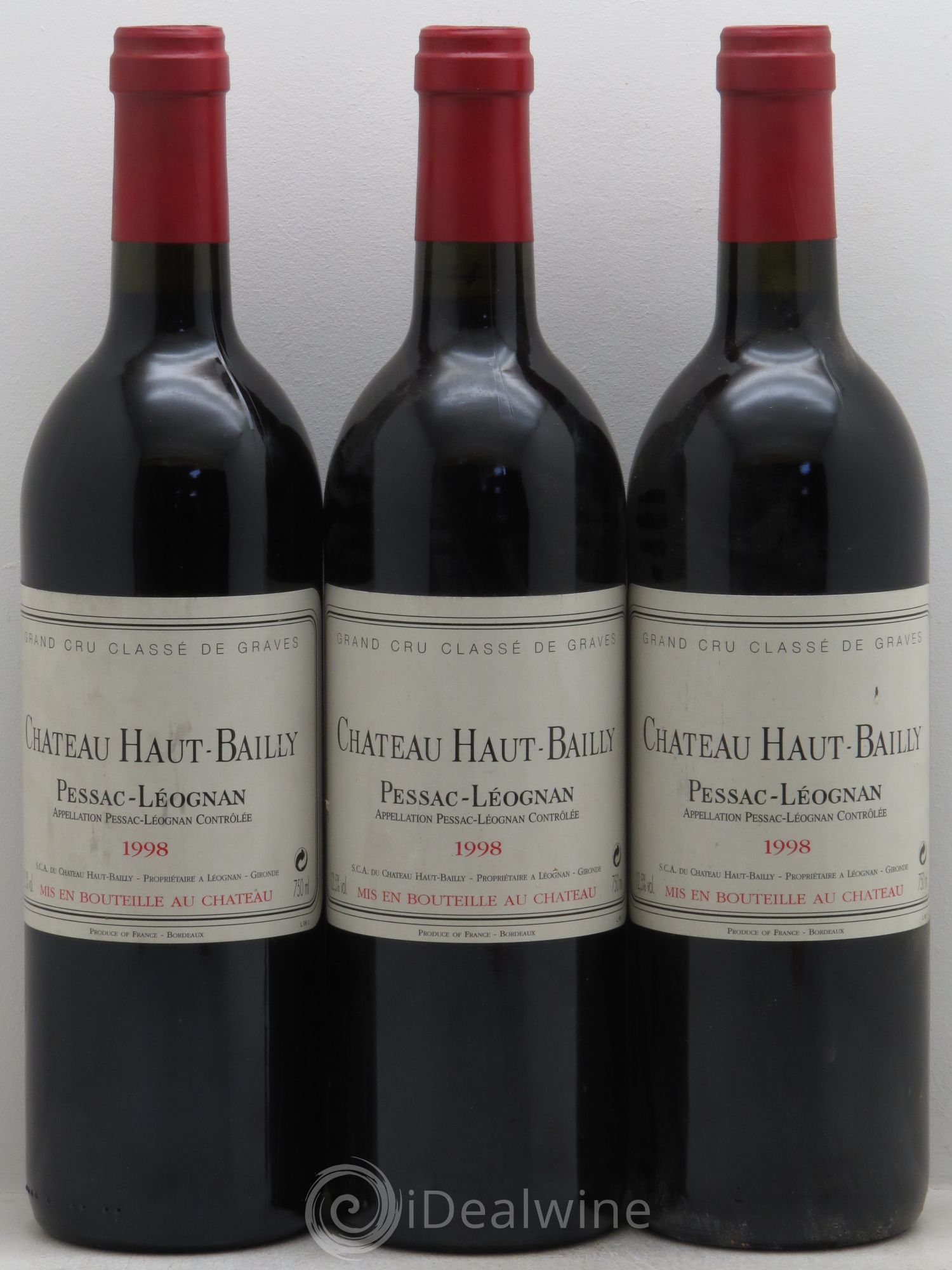 Château Haut-Bailly Cru Classé de Graves 1998 - Lot de 3 bouteilles - 0